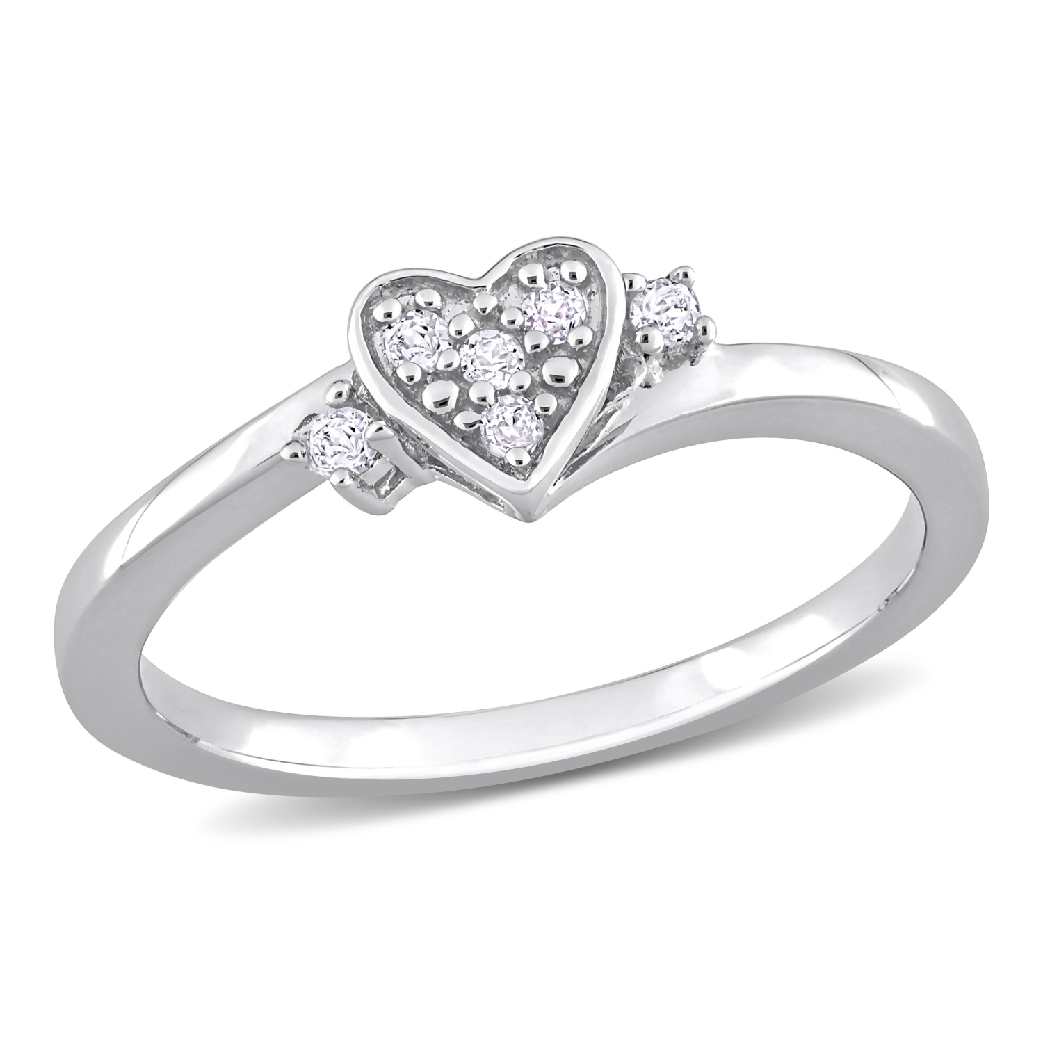 Amour 1/10 CT TW Diamond Heart Ring Silver - Size 8