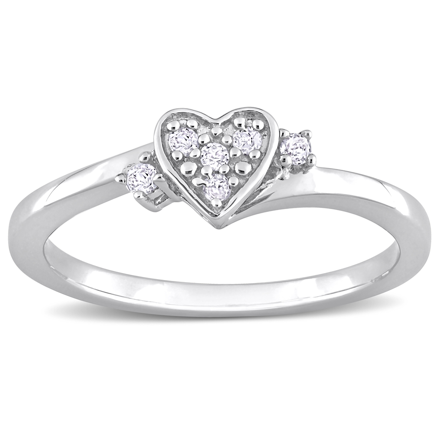 Amour 1/10 CT TW Diamond Heart Ring Silver - Size 8