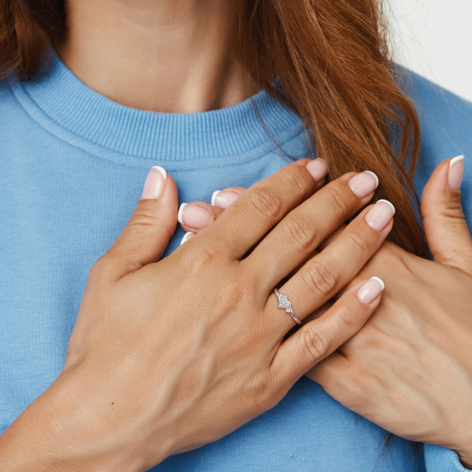 Amour 1/10 CT TW Diamond Heart Ring Silver - Size 8