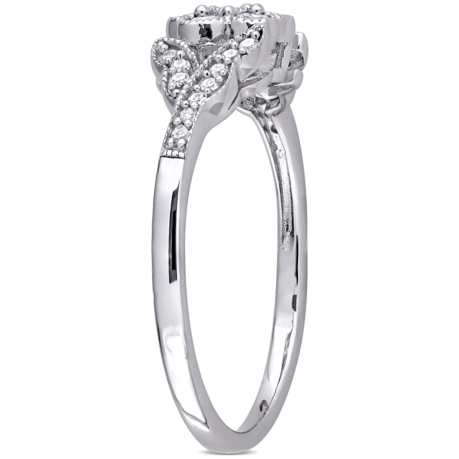 Amour 1/4 CT TW Diamond Floral Ring Silver - Size 6