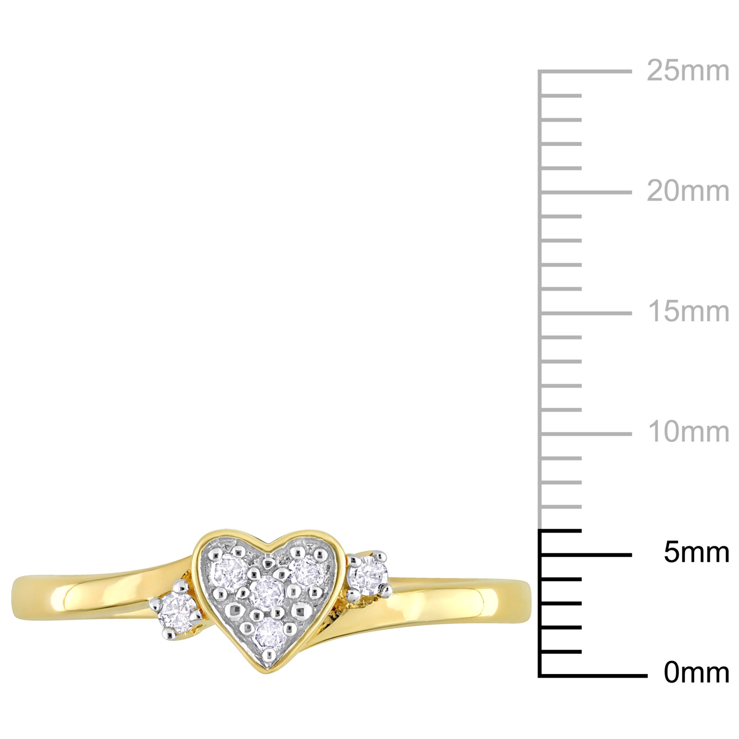 Amour 1/10 CT TW Bague Coeur de Diamant en Argent Jaune