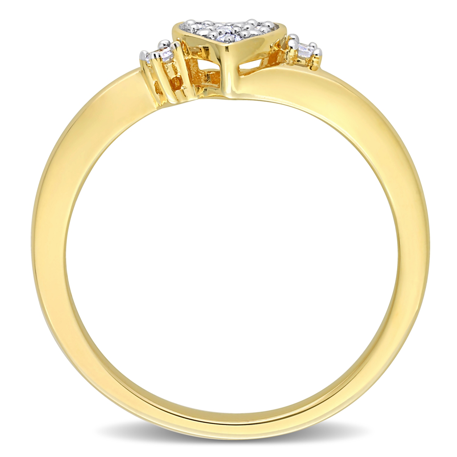 Amour 1/10 CT TW Bague Coeur de Diamant en Argent Jaune