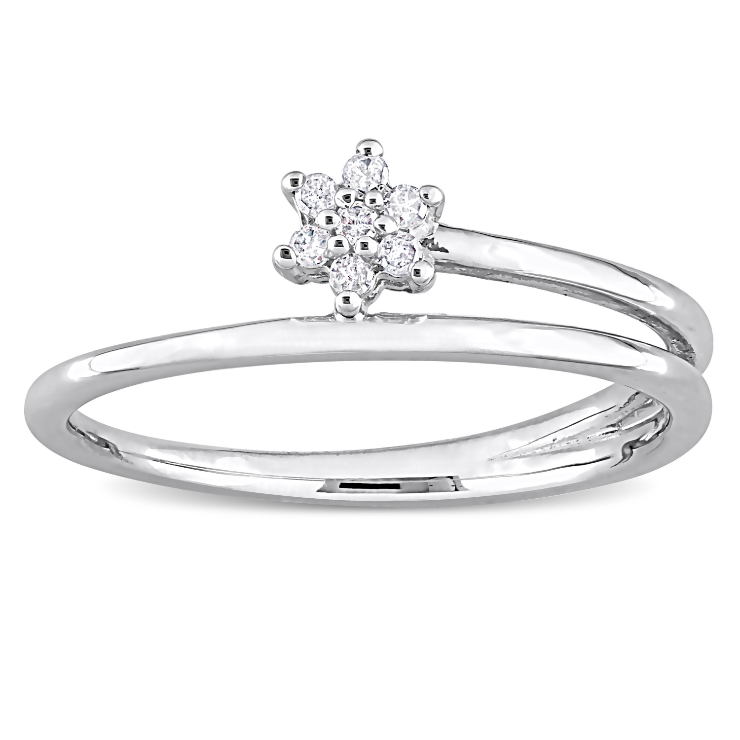 Amour Diamond Accent Floral Promise Ring Silver - Size 7