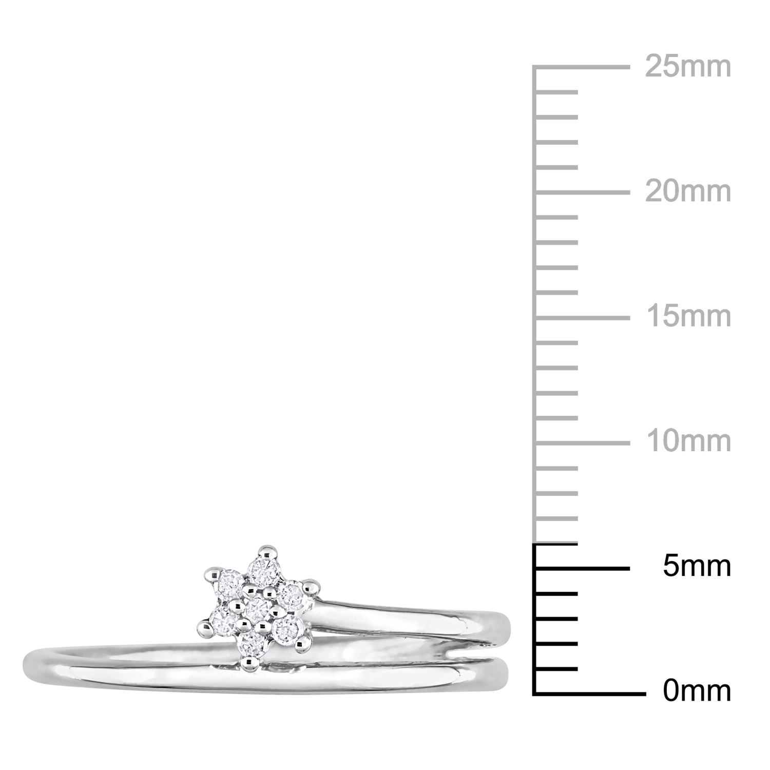 Amour Diamond Accent Floral Promise Ring Silver - Size 7