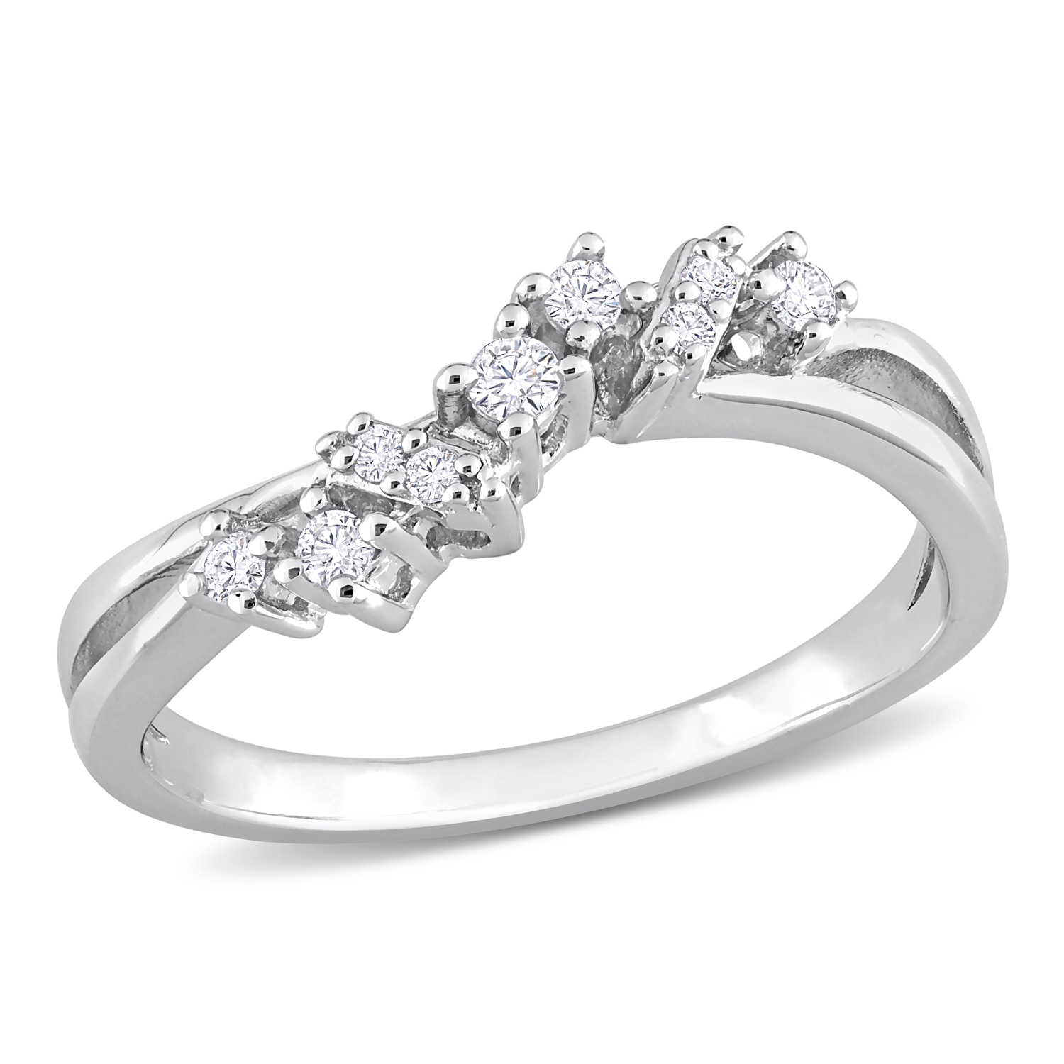 Amour 1/6 CT TW Diamond Nine Stone Ring Silver - Size 7