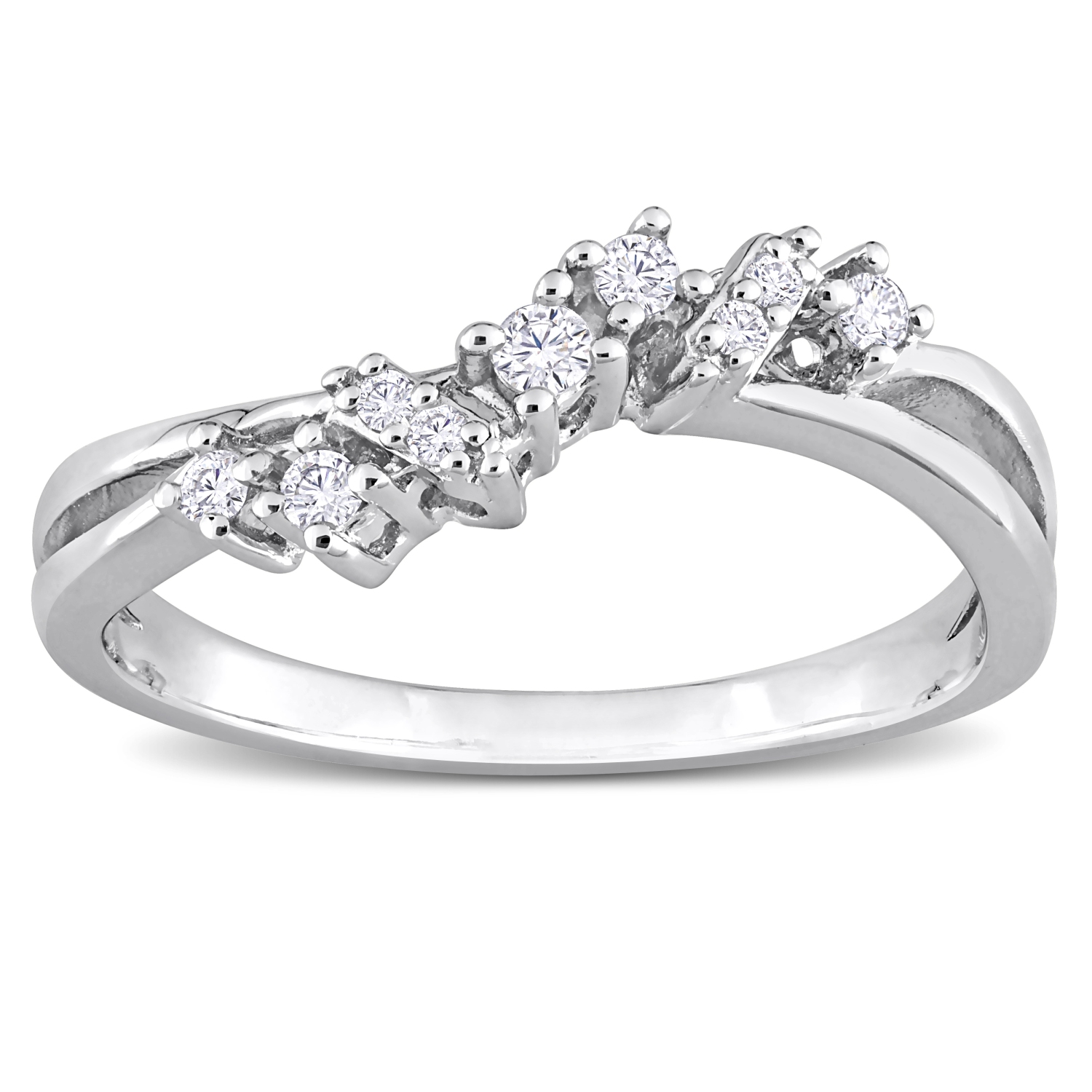 Amour 1/6 CT TW Diamond Nine Stone Ring Silver - Size 7