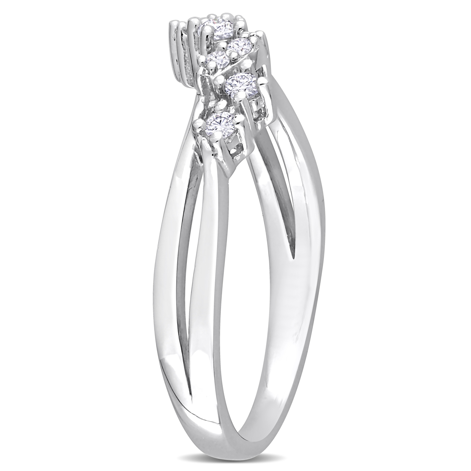 Amour 1/6 CT TW Diamond Nine Stone Ring Silver - Size 7