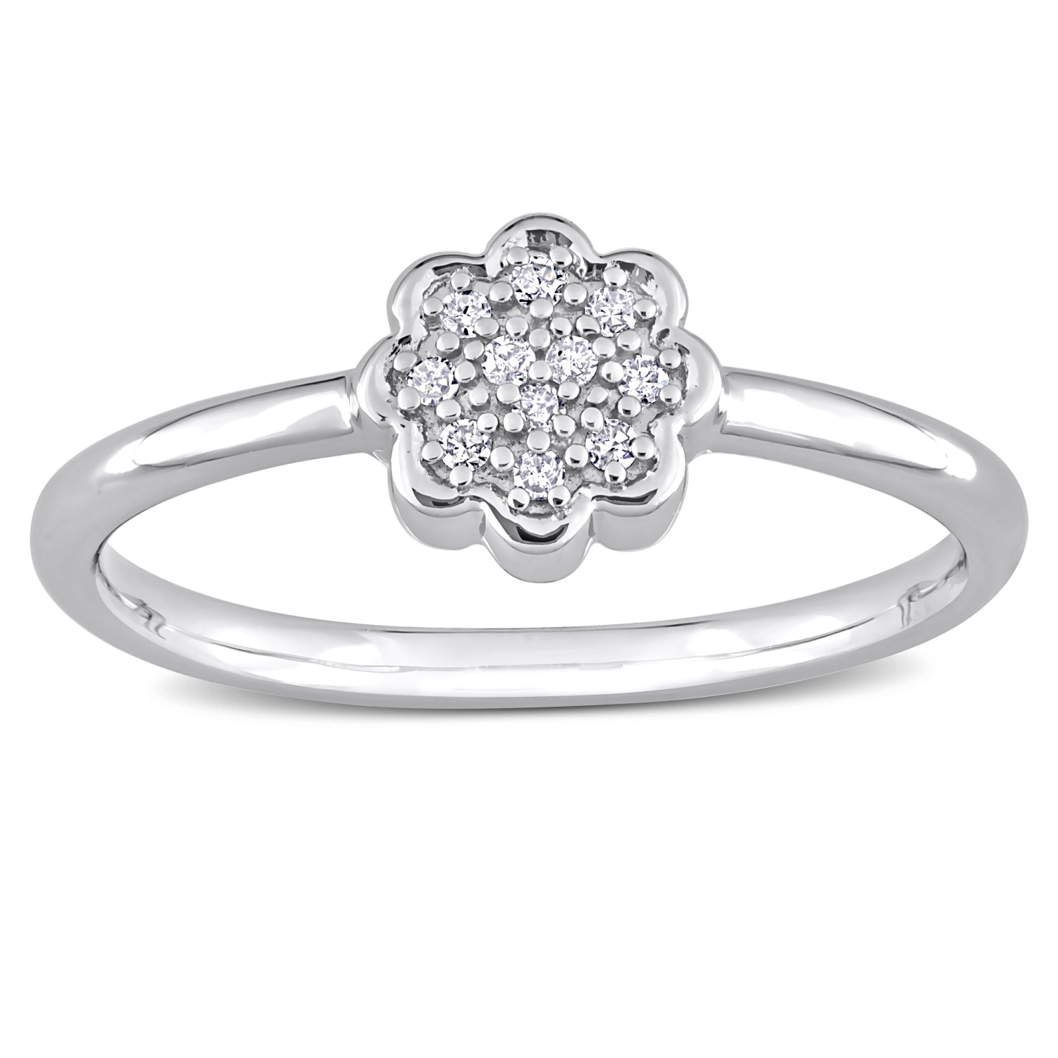 Amour Diamond Accent Floral Ring Silver - Size 7