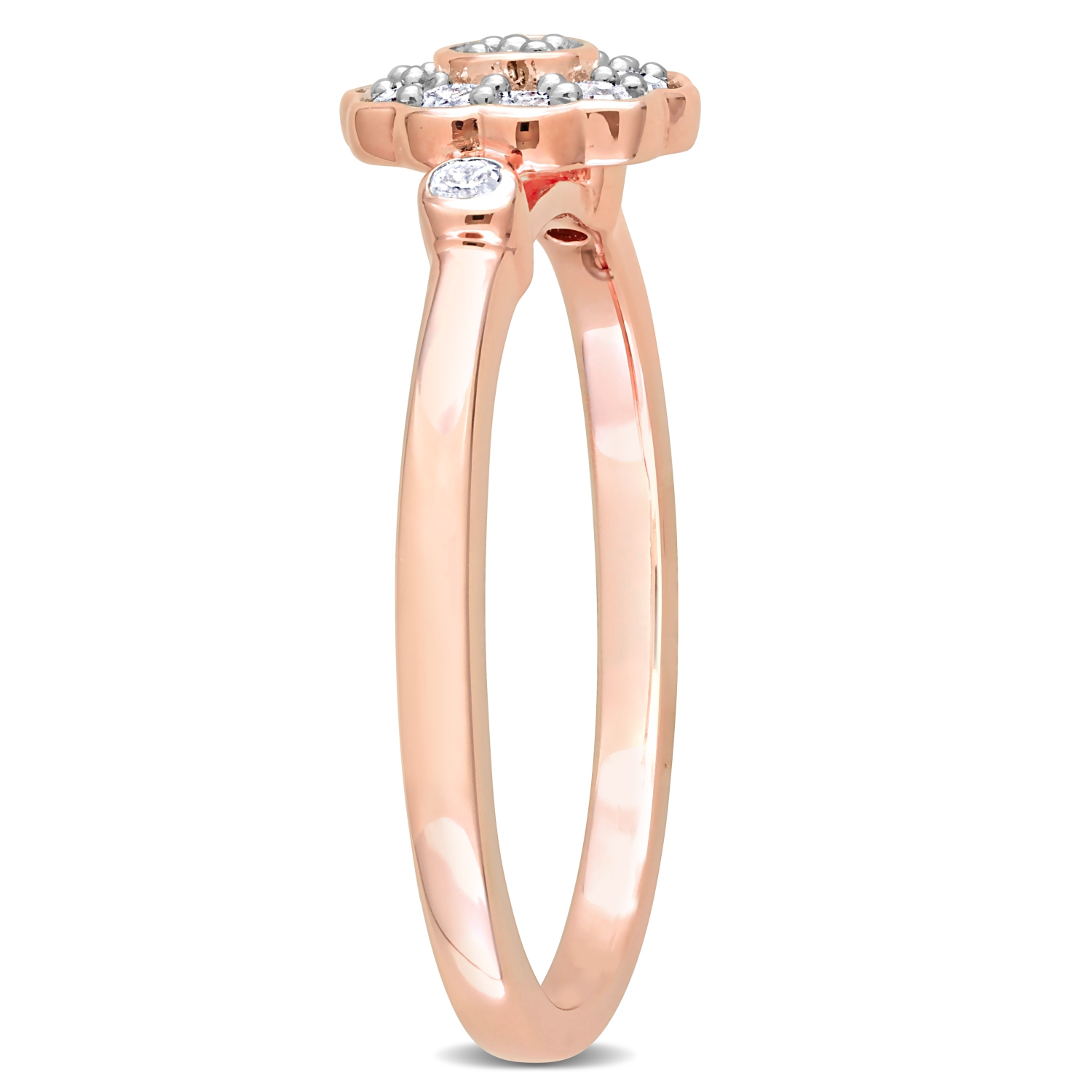 Amour 1/5 CT TW Diamond Flower Ring Pink Silver - Size 7