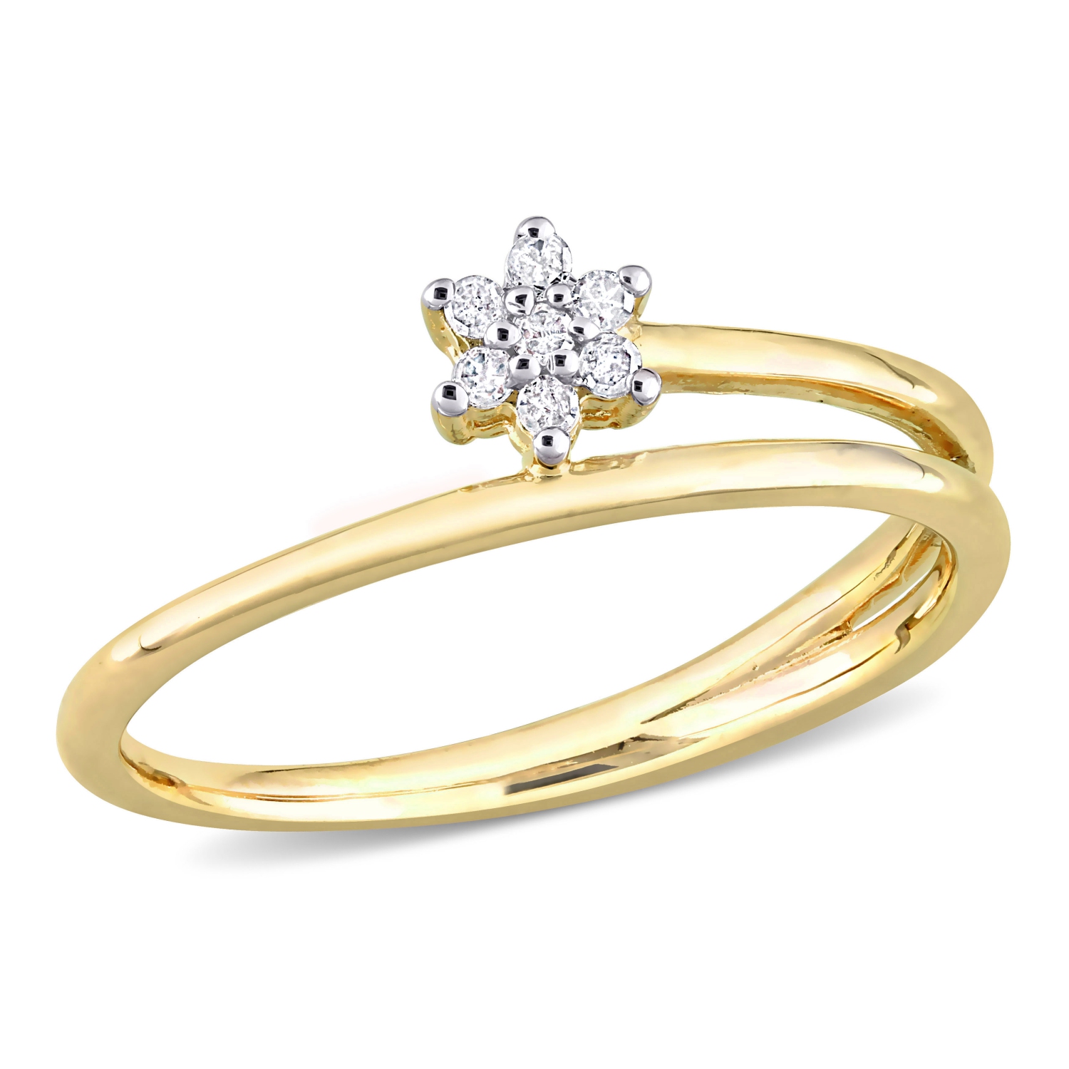 Amour Diamond Accent Promise Ring Yellow Silver - Size 7