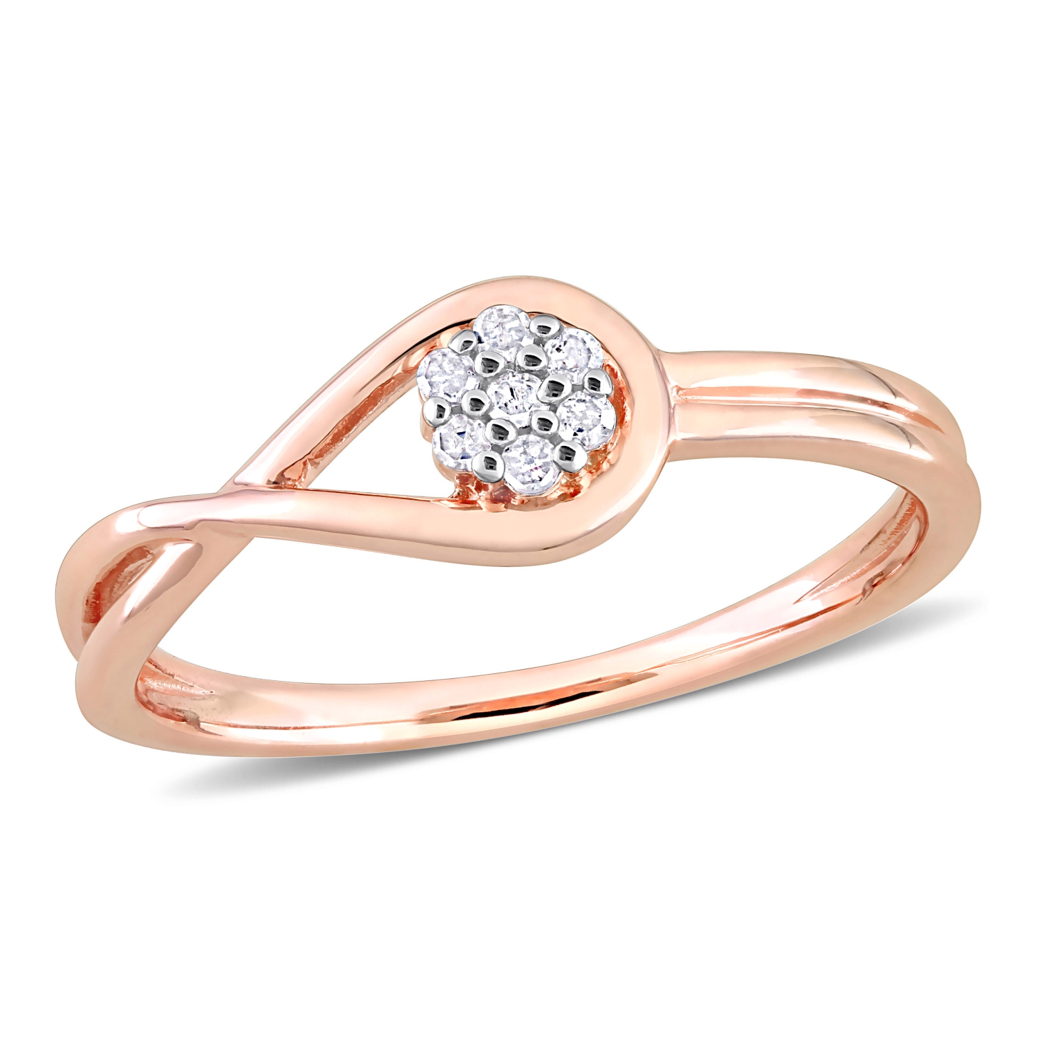 Amour Bague de Promesse D'éternité Accentuée de Diamants en Argent Rose