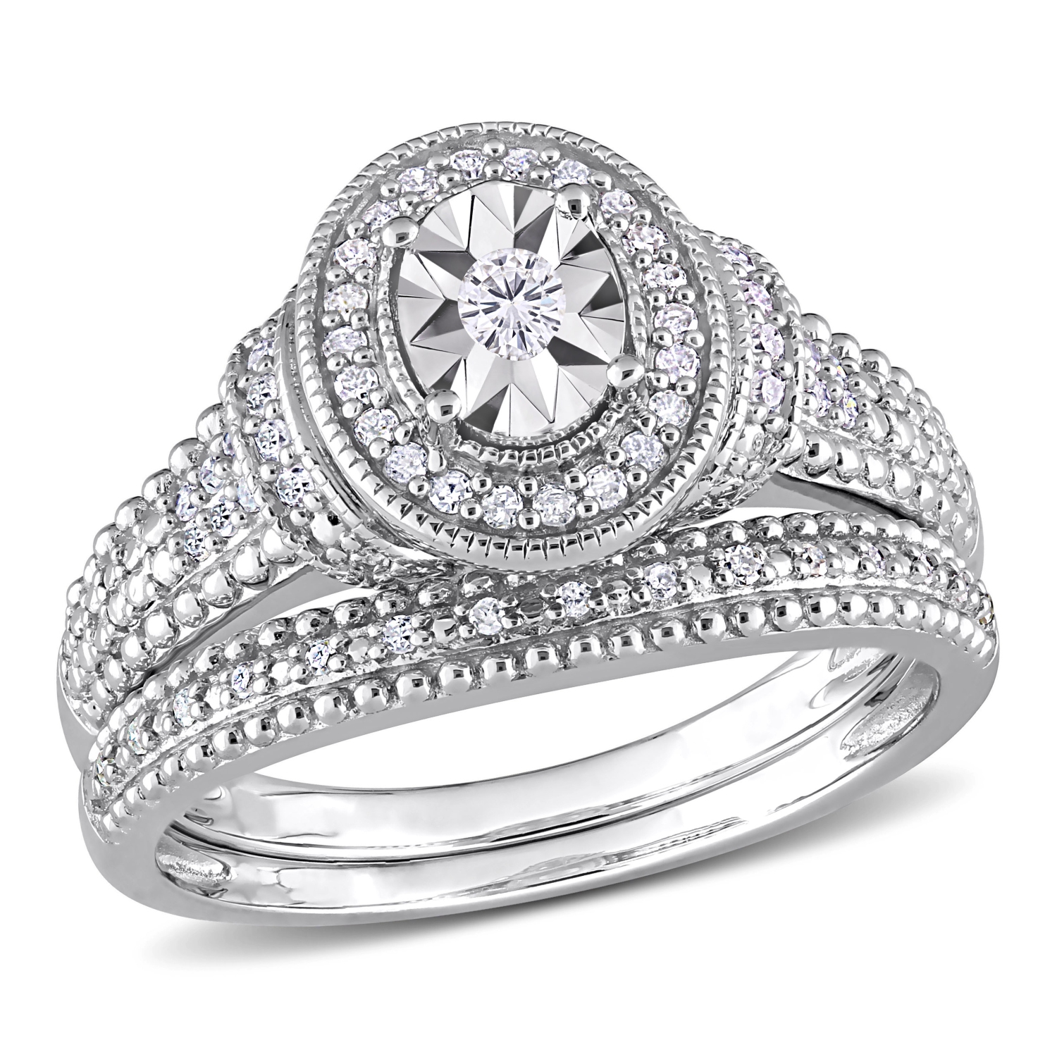 Amour 1/4 CT TW Diamond Bridal Ring Set Silver - Size 6
