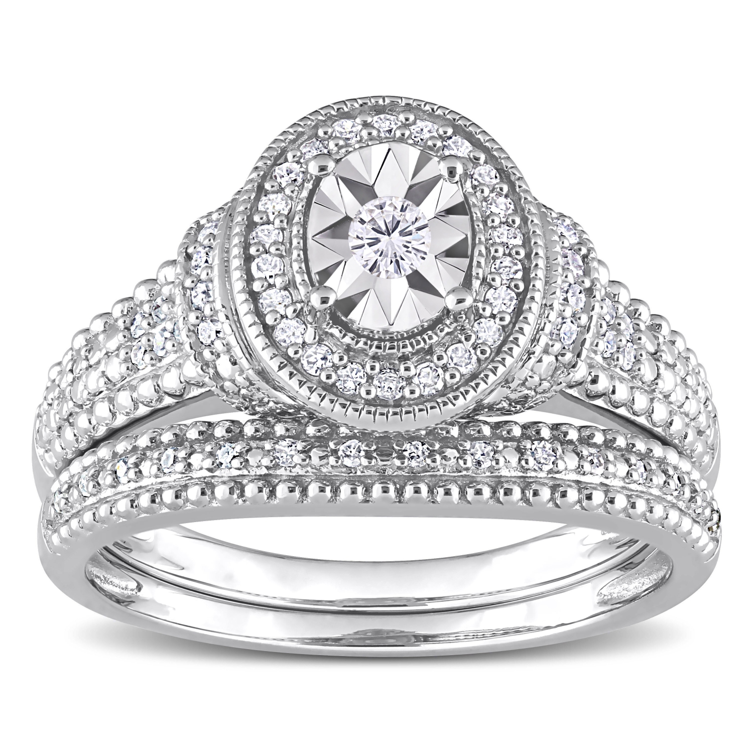 Amour 1/4 CT TW Diamond Bridal Ring Set Silver - Size 6