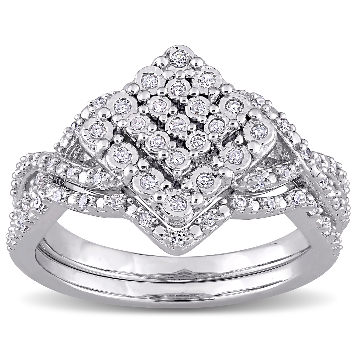Amour 1/4 CT TW Diamond Vintage Ring Silver - Size 8