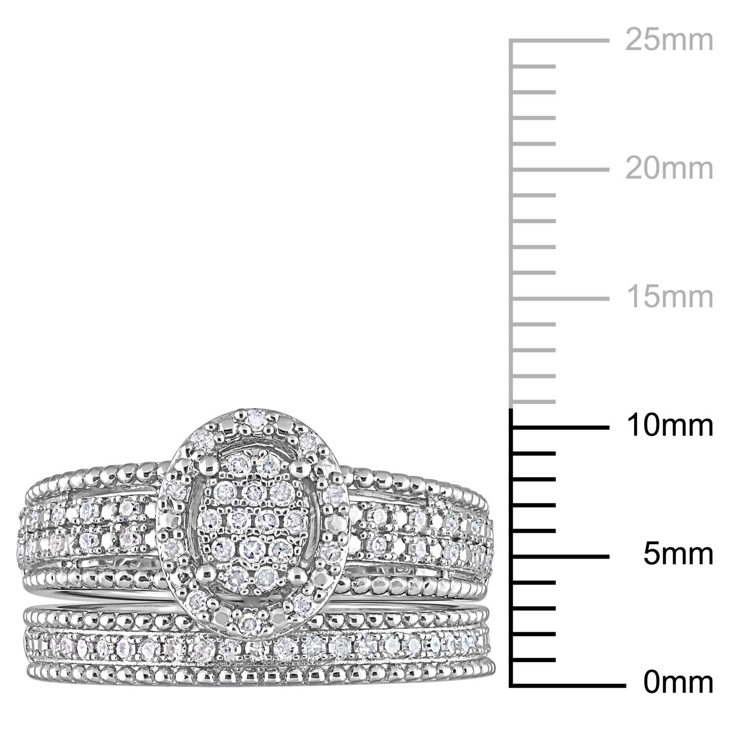 Amour 1/3 CT TW Bague de Mariage en Argent avec Grappe de Diamants