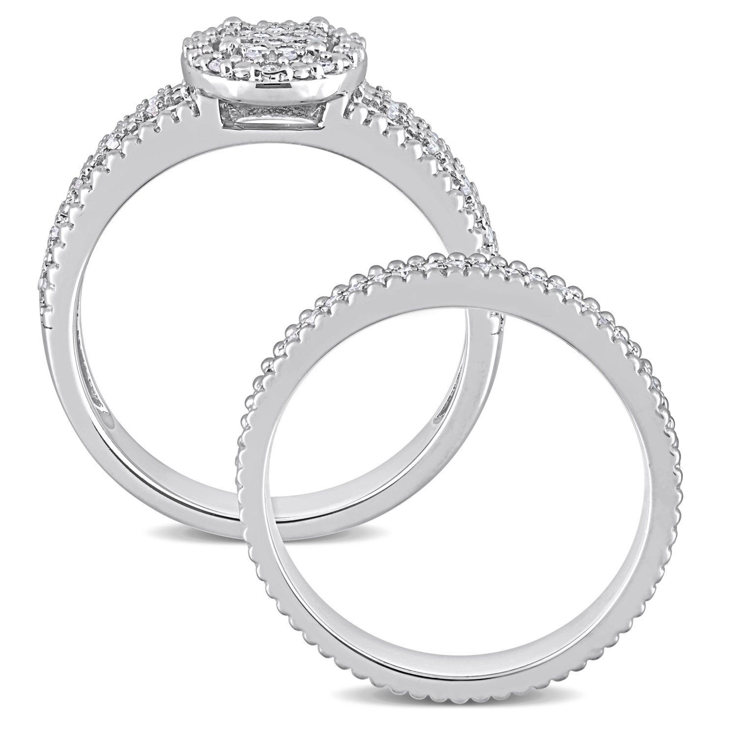 Amour 1/3 CT TW Bague de Mariage en Argent avec Grappe de Diamants