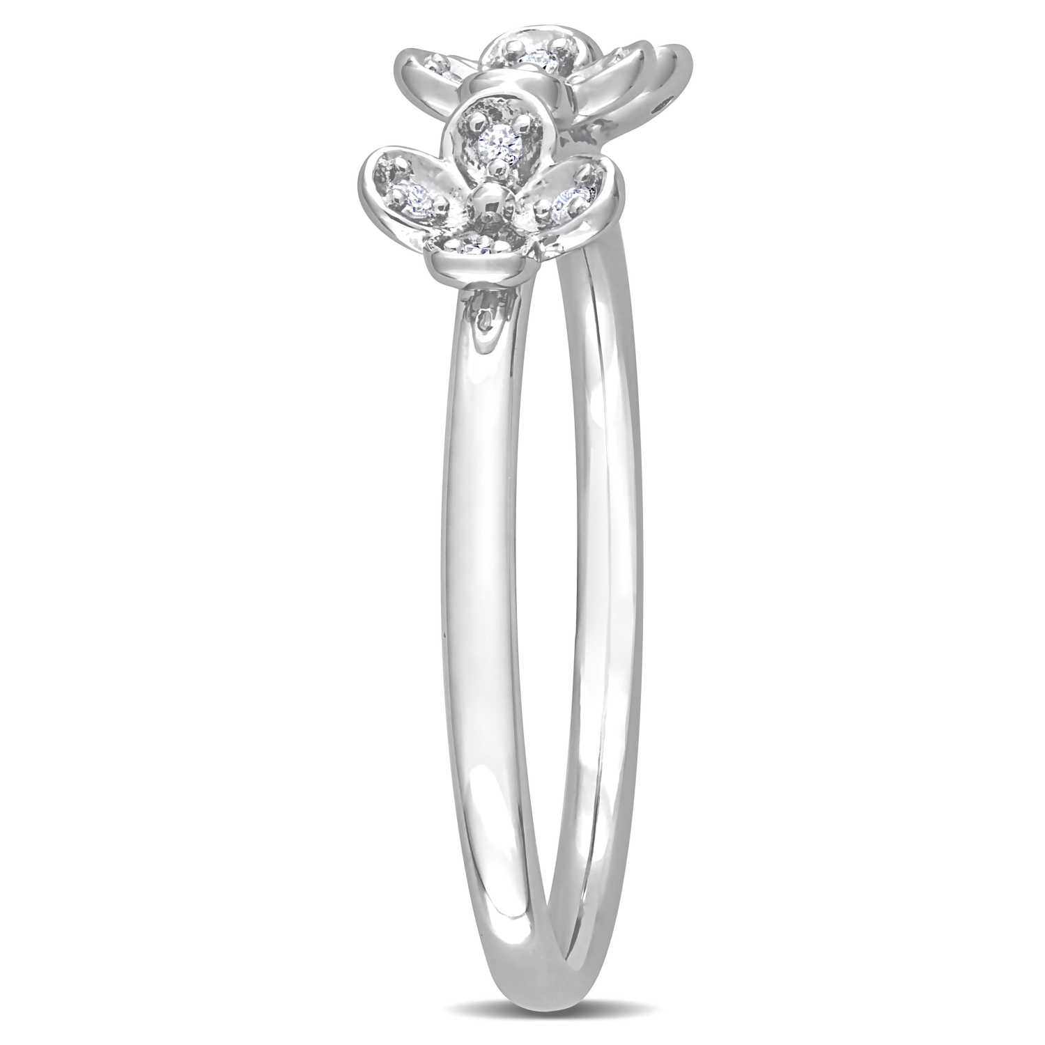 Amour Diamond Accent Floral Ring Silver - Size 7