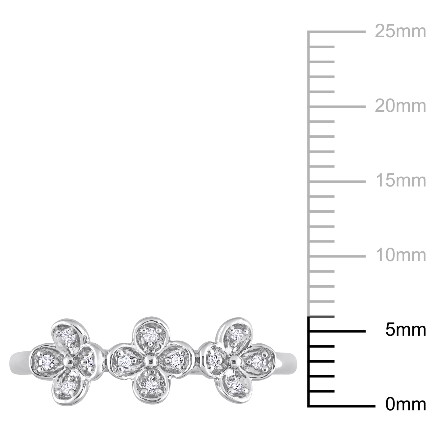 Amour Diamond Accent Floral Ring Silver - Size 7
