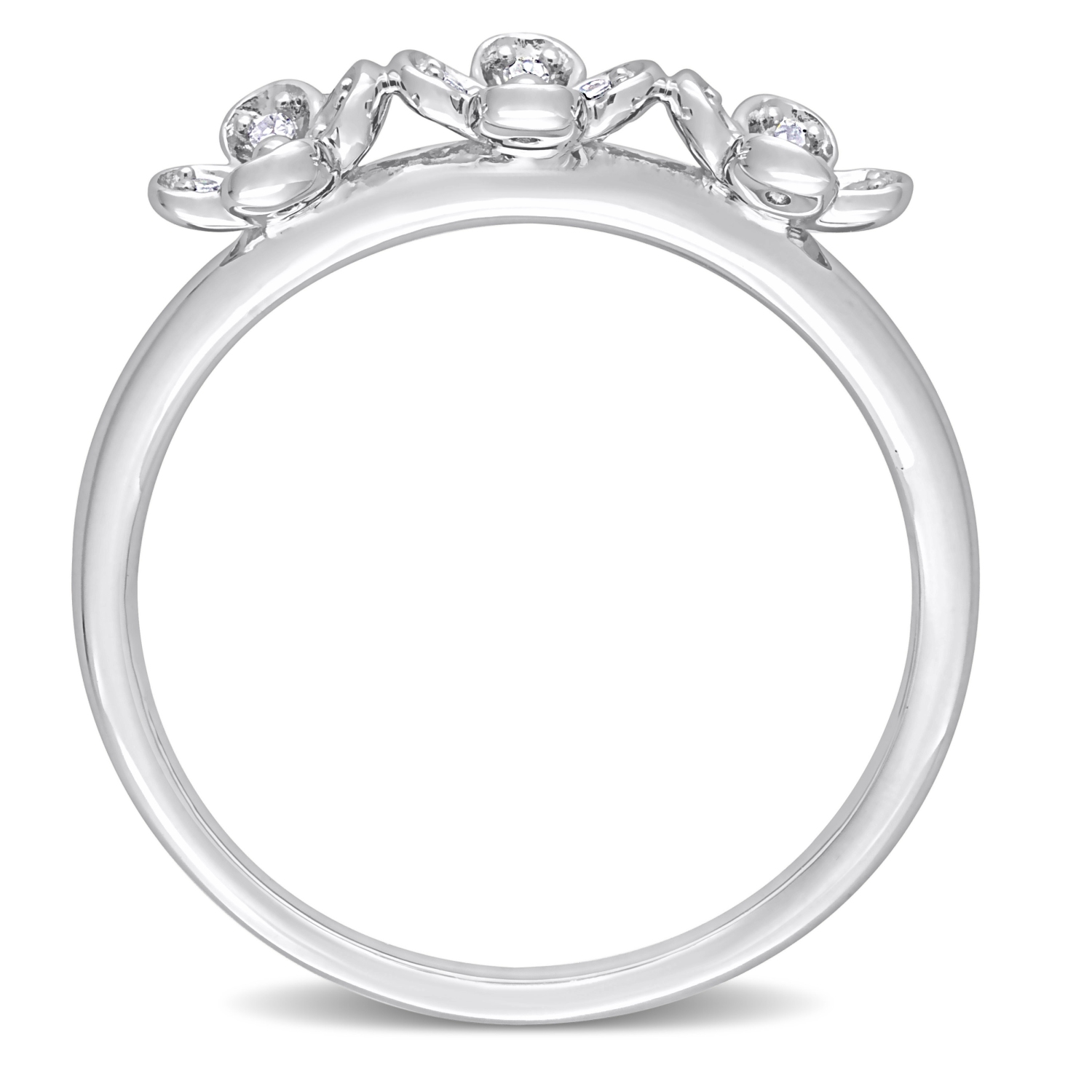 Amour Diamond Accent Floral Ring Silver - Size 7