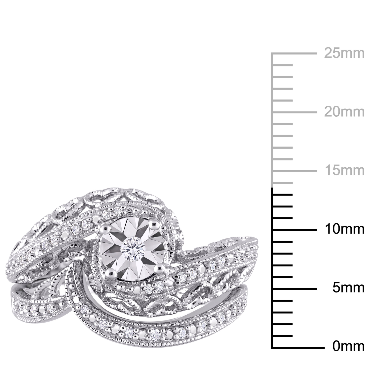 Amour 1/5 CT TW Ensemble de Mariage Vintage Diamant en Argent