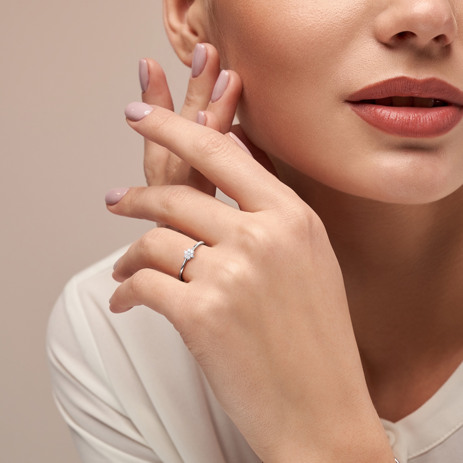 Amour Bague de Promesse en Argent Sertie de Diamants