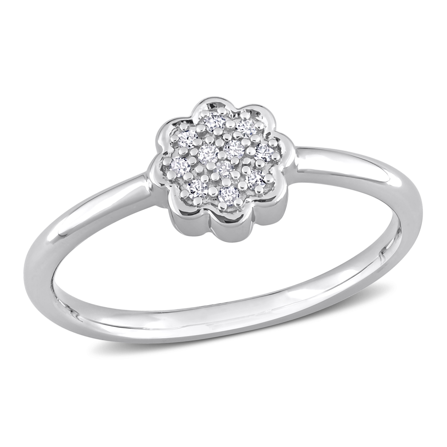 Amour Diamond Accent Floral Ring Silver - Size 6