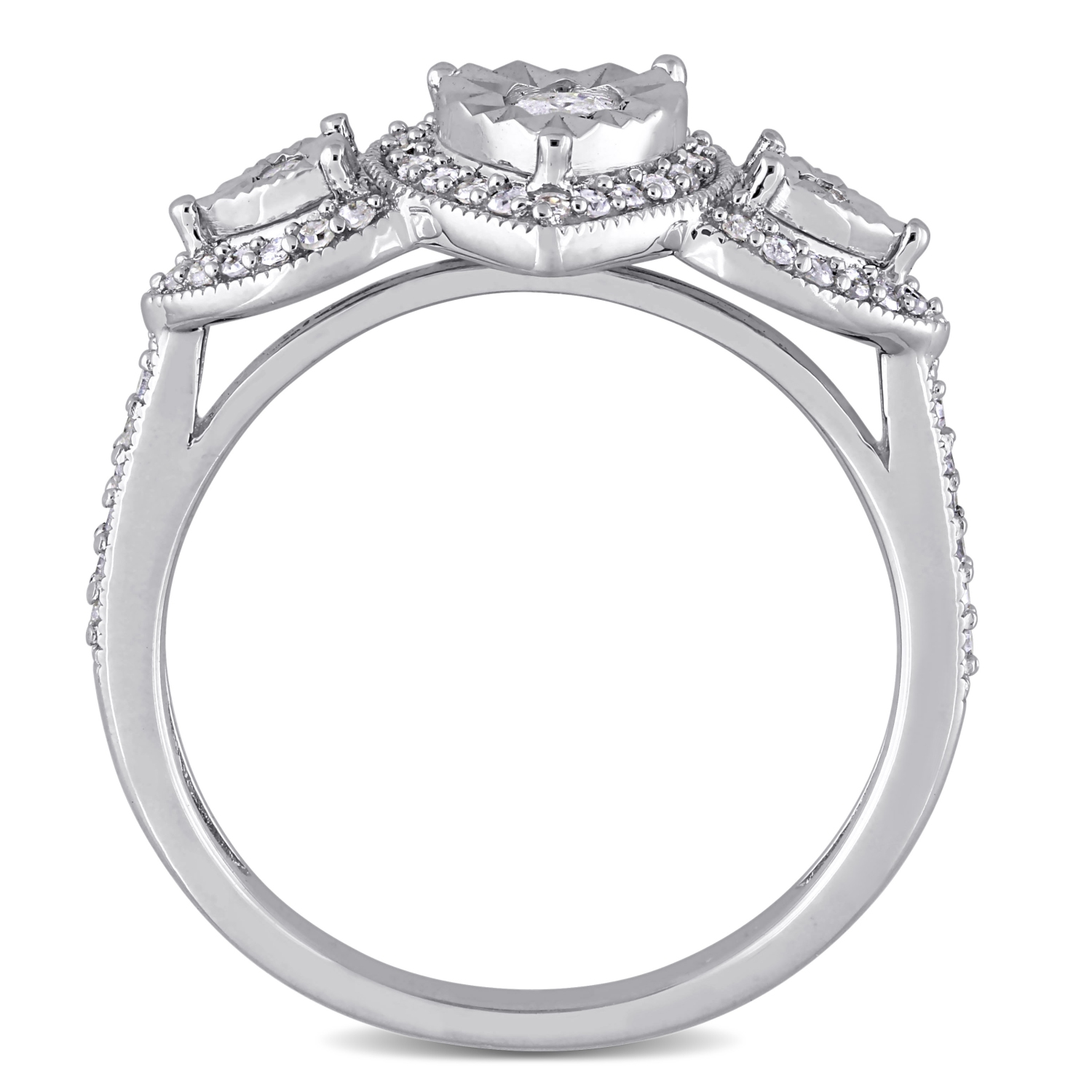 Amour 1/3 CT TW Bague en Argent à Coeur de Diamant