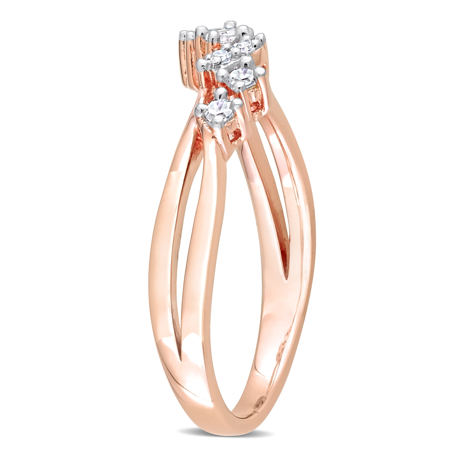 Amour 1/6 CT TW Diamond Nine Stone Ring Pink Silver - Size 7