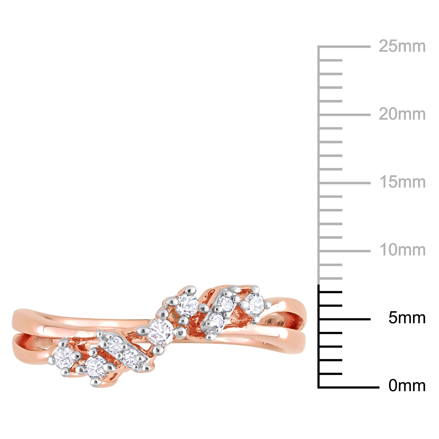 Amour 1/6 CT TW Diamond Nine Stone Ring Pink Silver - Size 7