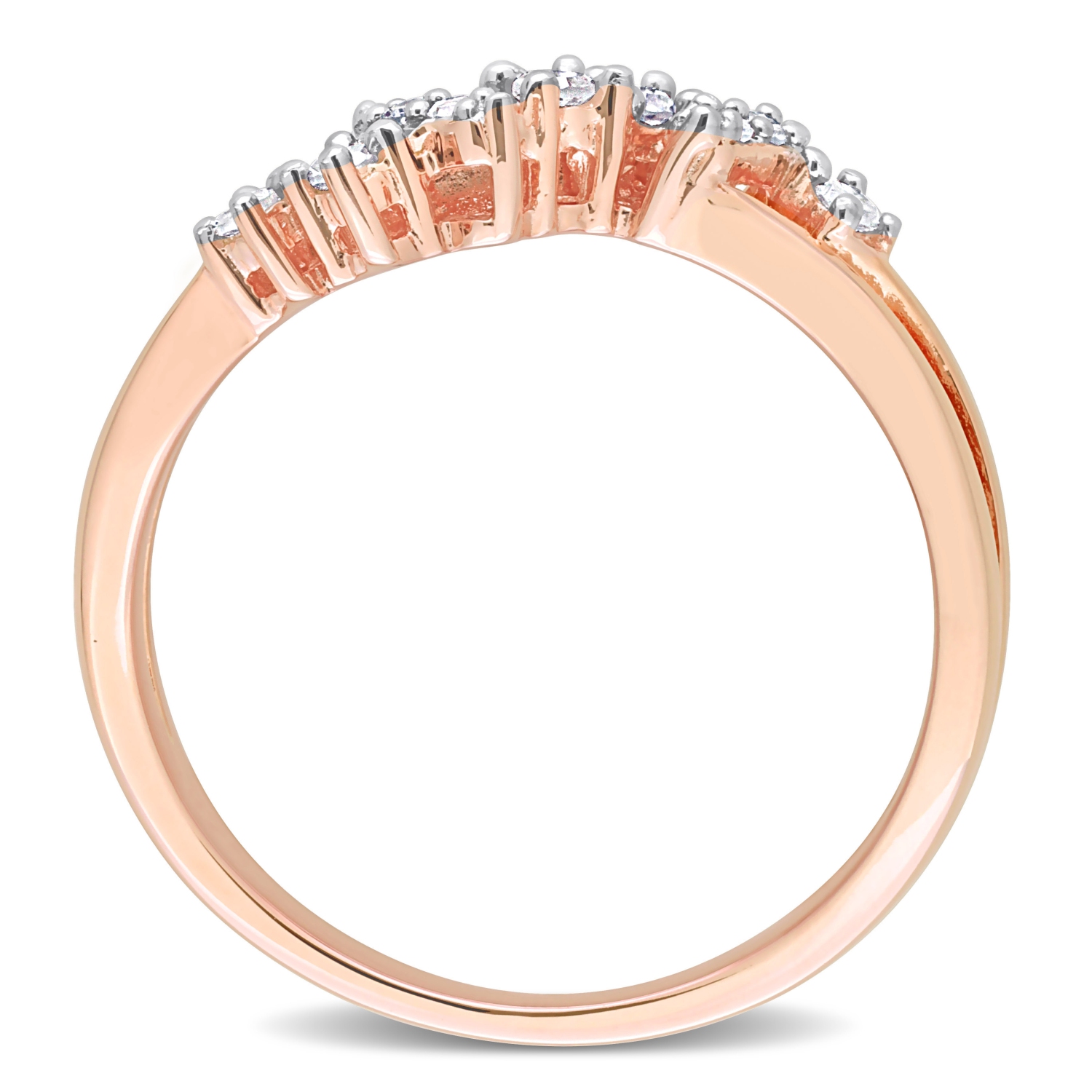 Amour 1/6 CT TW Diamond Nine Stone Ring Pink Silver - Size 7