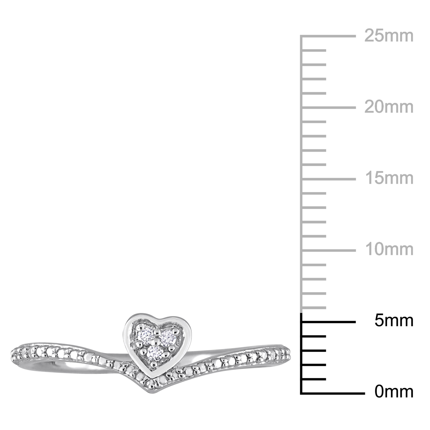 Amour Bague de Promesse en Forme de Coeur Accentuée de Diamants en Argent