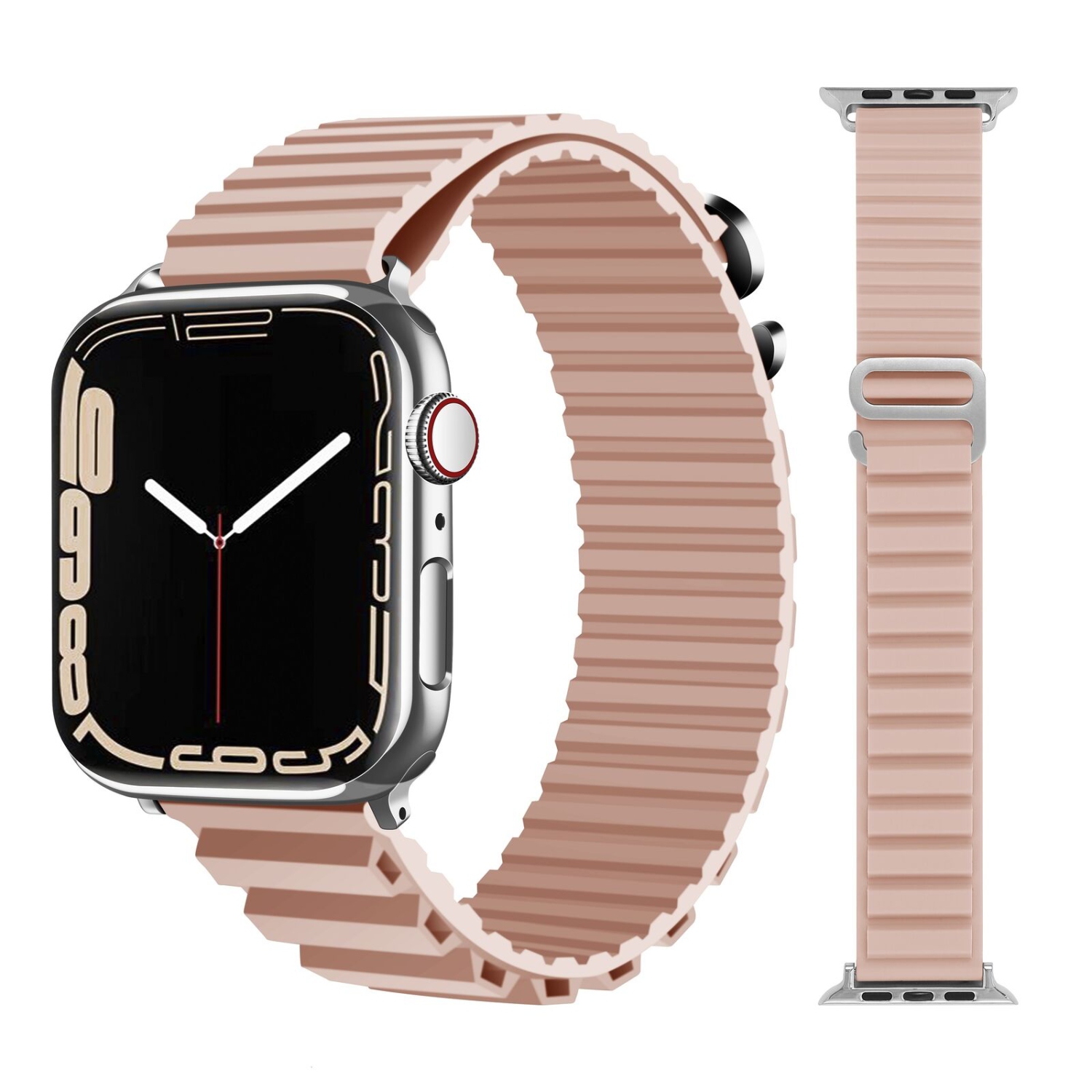 Silicone Alpine Style Replacement Band Strap for Apple Watch iWatch Series 1 to 10 SE Ultra, 38mm 40mm 41mm 42mm(Series 10), Rose Gold