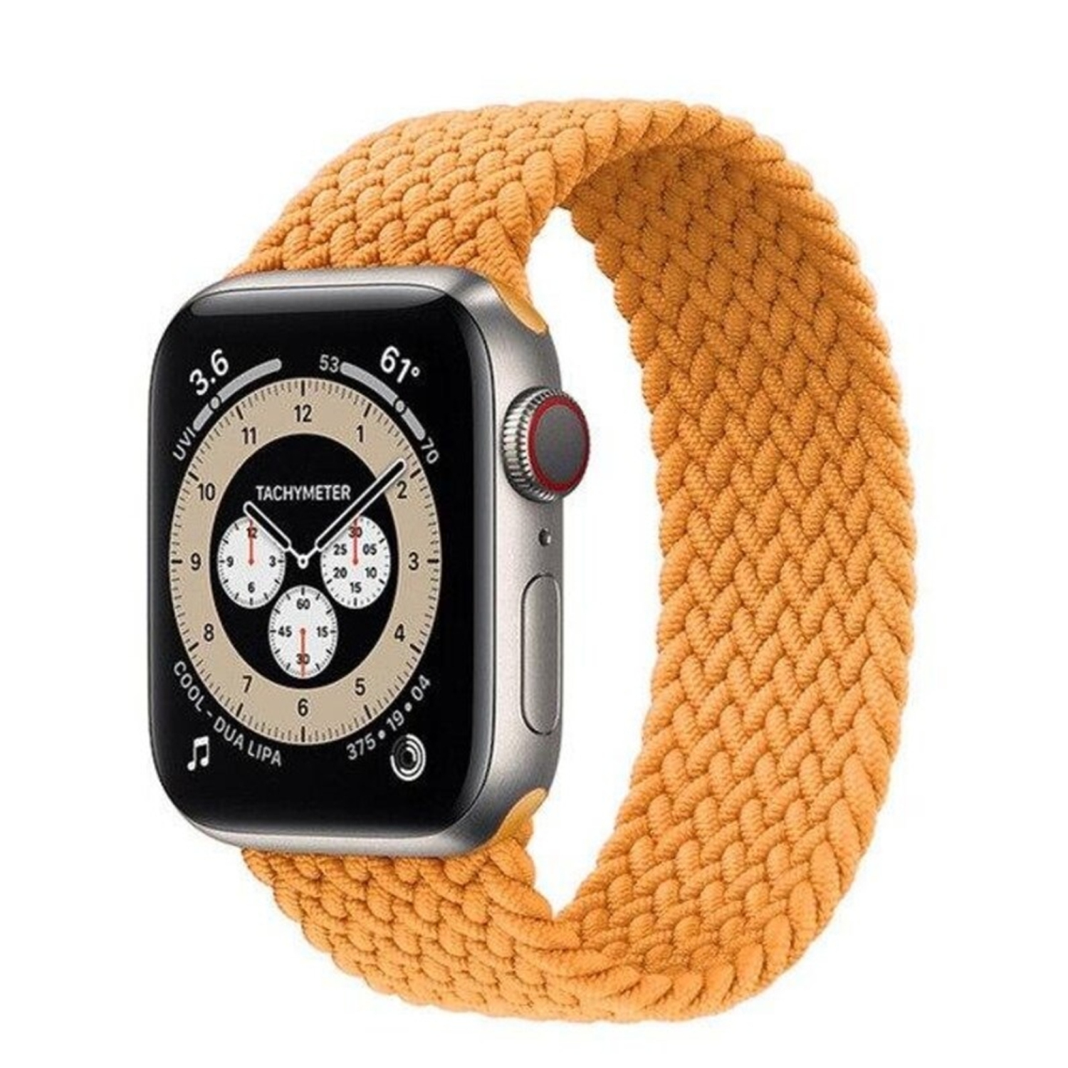 Elastic Braided Solo Loop Replacement Band Strap for Apple Watch iWatch Series 1 to 10 SE Ultra, 38mm 40mm 41mm 42mm(Series 10), Orange