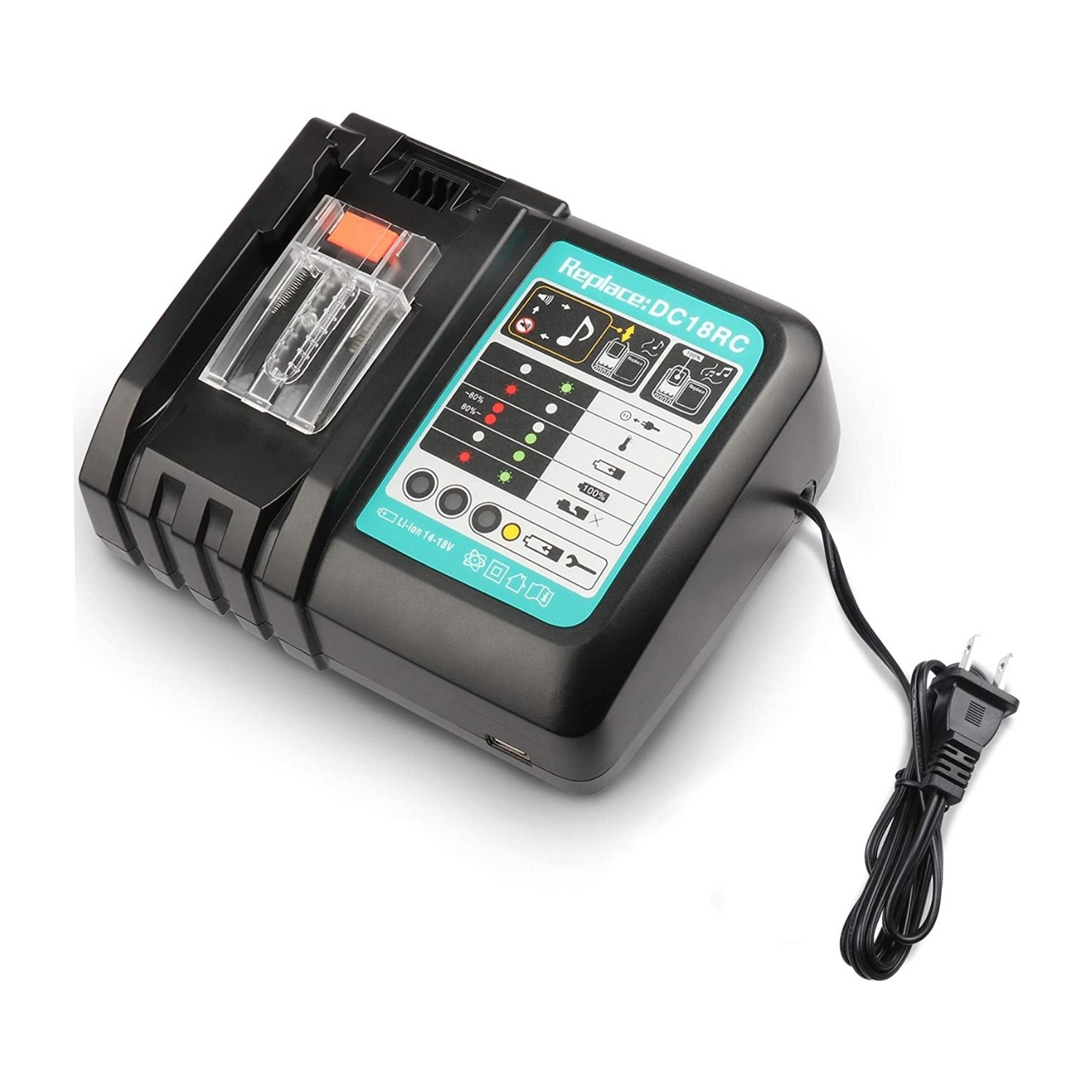 DC18RC 18V Battery Charger Replacment for Makita 18V Lithium ion LED Compatible with Makita 14.4V - 18V