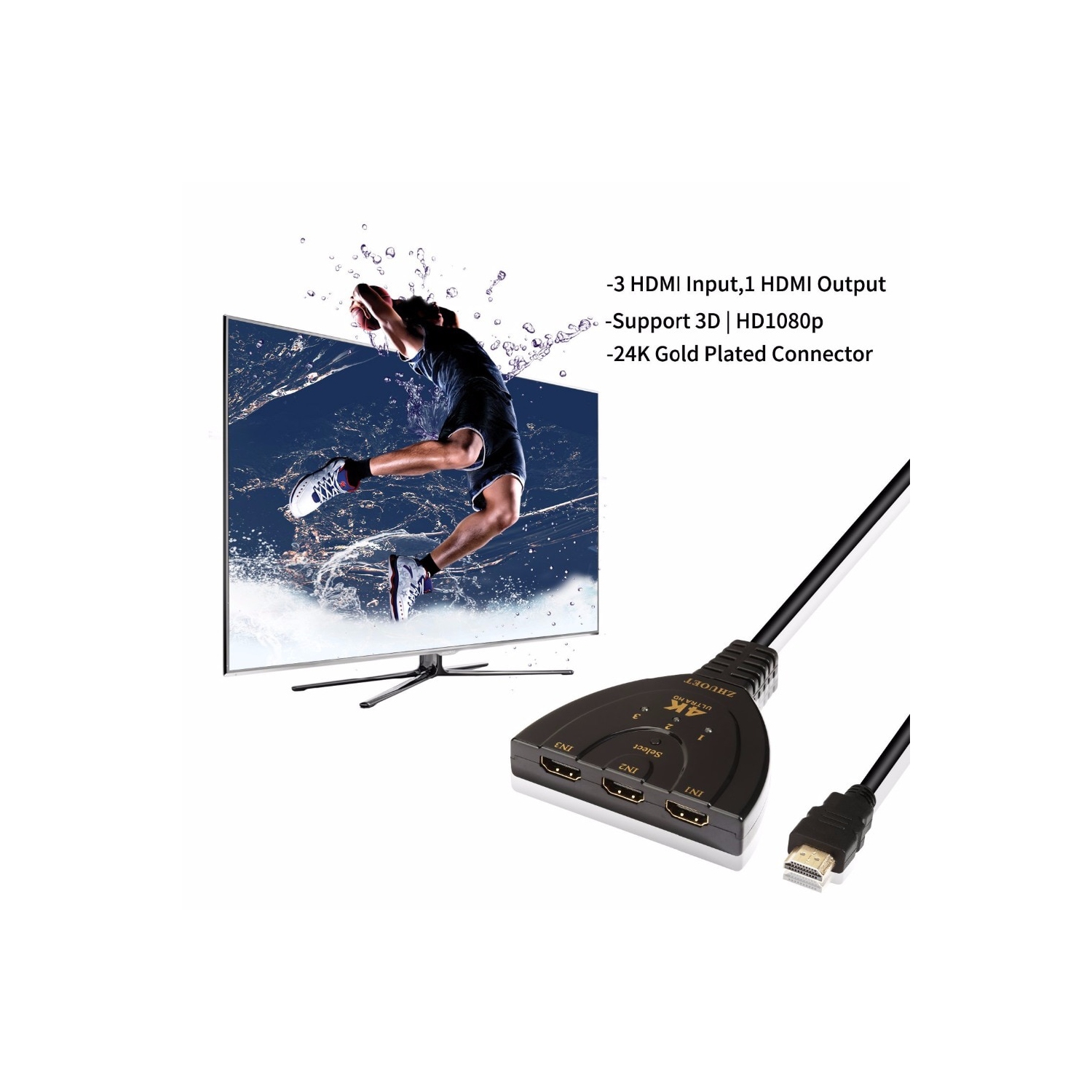 Répartiteur HDMI à 3 ports; Boîte de commutateur multiple; Boîte de commutateur; ACL; TVHD PS3; Xbox