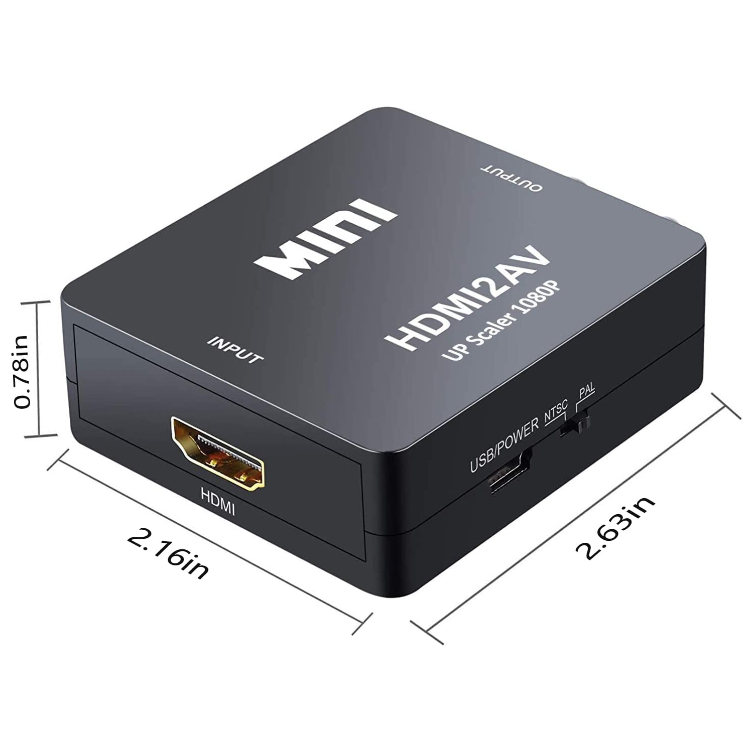 HDMI to AV Converter 1080p HDMI to 3RCA /AV/CVBS Composite Video Audio Adapter Supporting PAL/NTSC with USB Charge Cable for