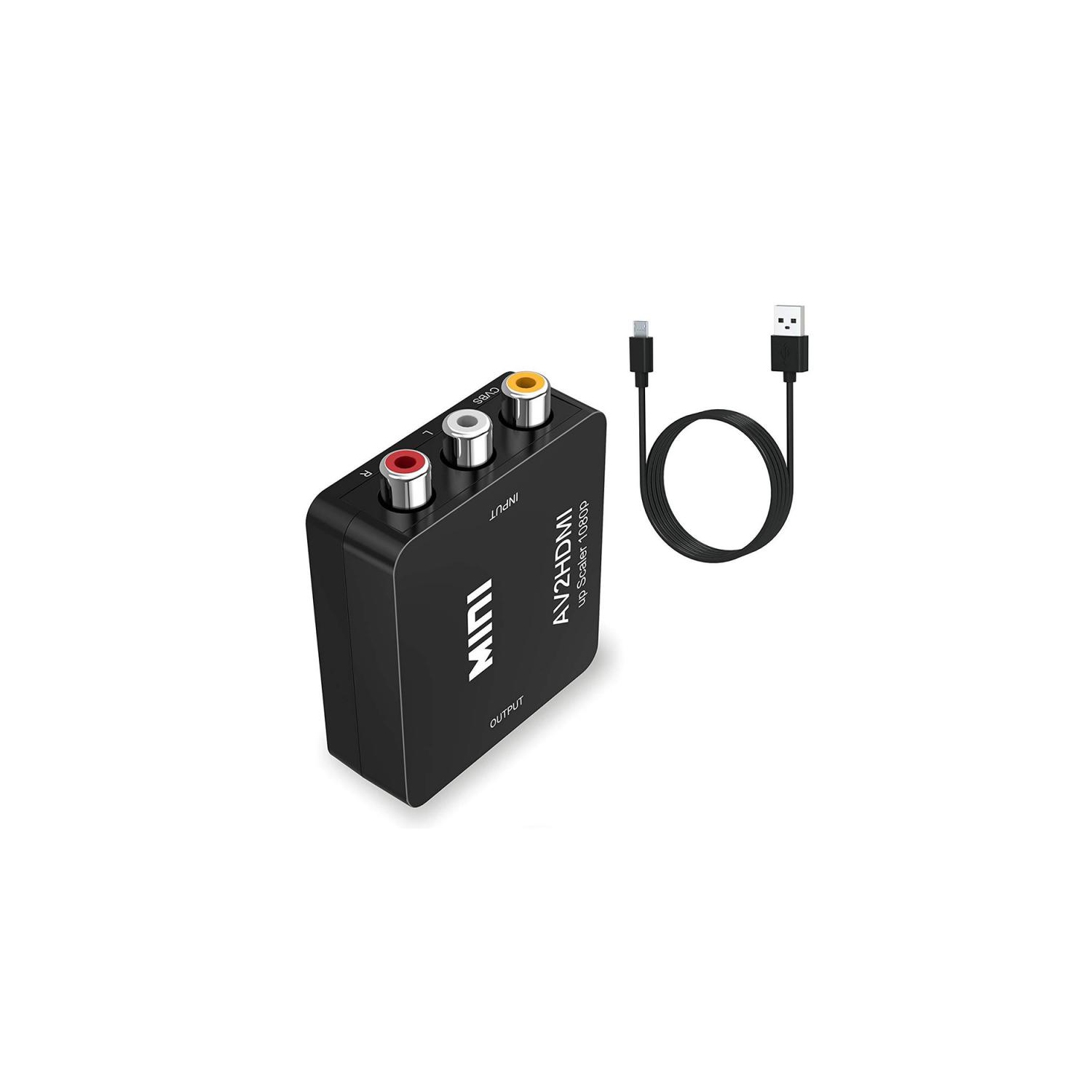 Adaptateur convertisseur RCA à HDMI, convertisseur audio vidéo composite 1080P AV vers HDMI RCA CVBS, adaptateur mini AV2HDMI prenant en charge