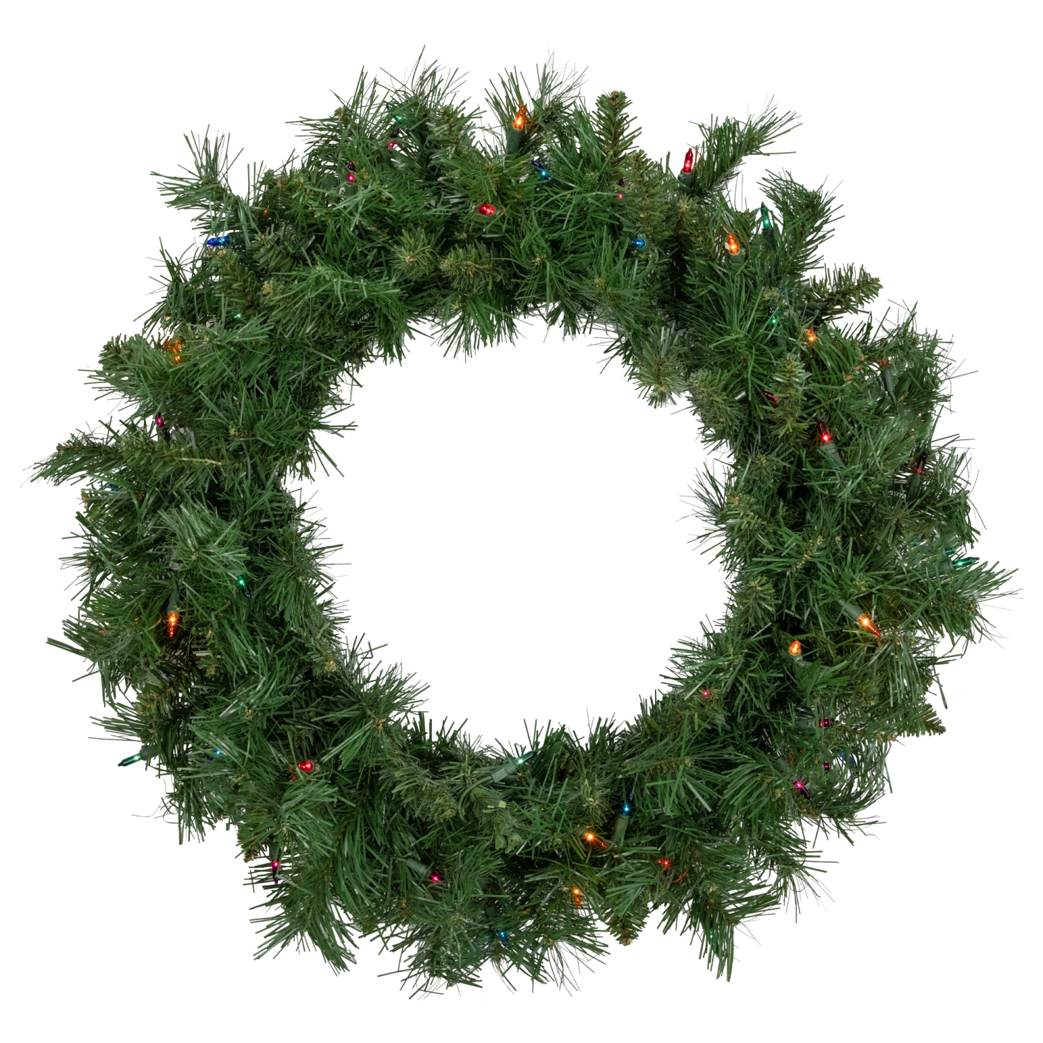 Pre-lit Chatham Pine Artificial Christmas Wreath, 24-Inch, Multi-Color Lights