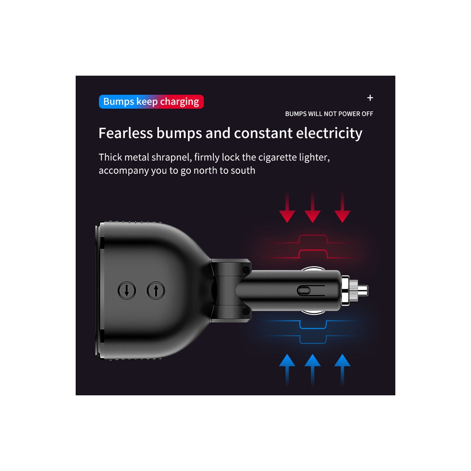 USB C Car Charger, 2 Sockets Cigarette Lighter Splitter 12/24V 80W LED Display