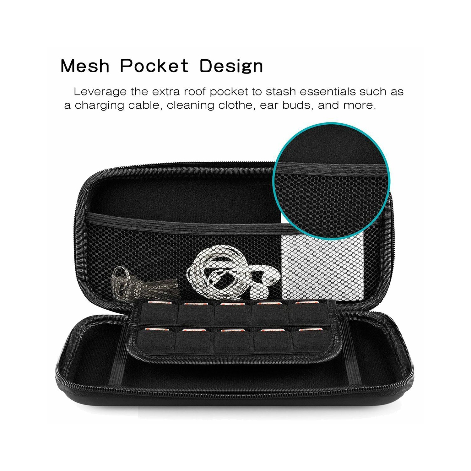 Étui de transport portatif avec plusieurs espaces de rangement pour Nintendo Switch Lite 2019