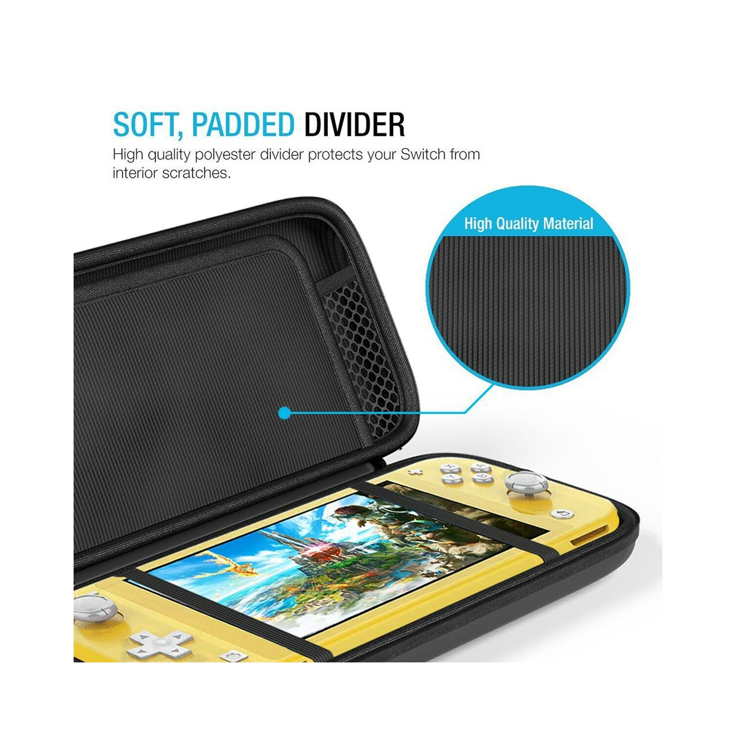 Étui de transport portatif avec plusieurs espaces de rangement pour Nintendo Switch Lite 2019