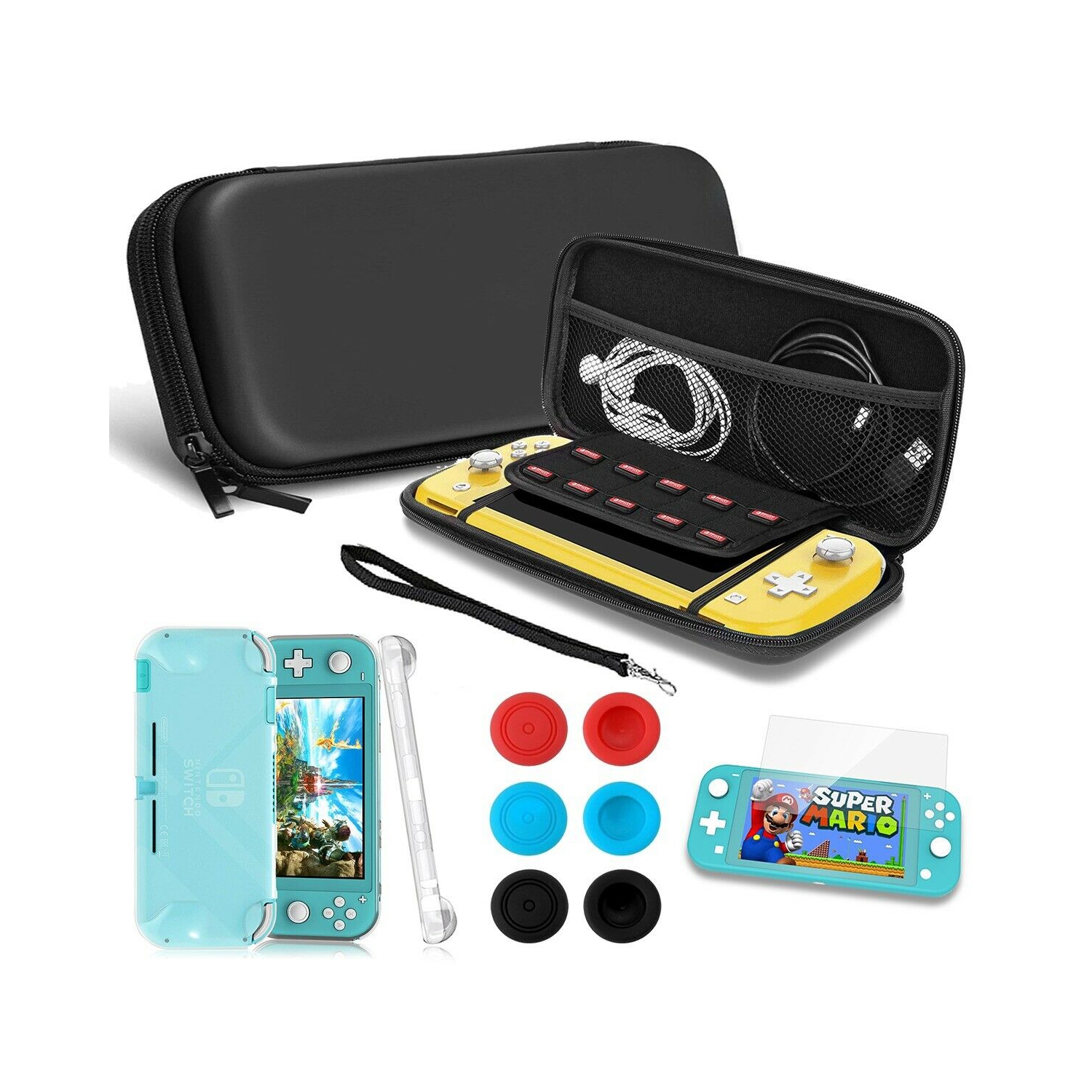 Étui de transport portatif avec plusieurs espaces de rangement pour Nintendo Switch Lite 2019