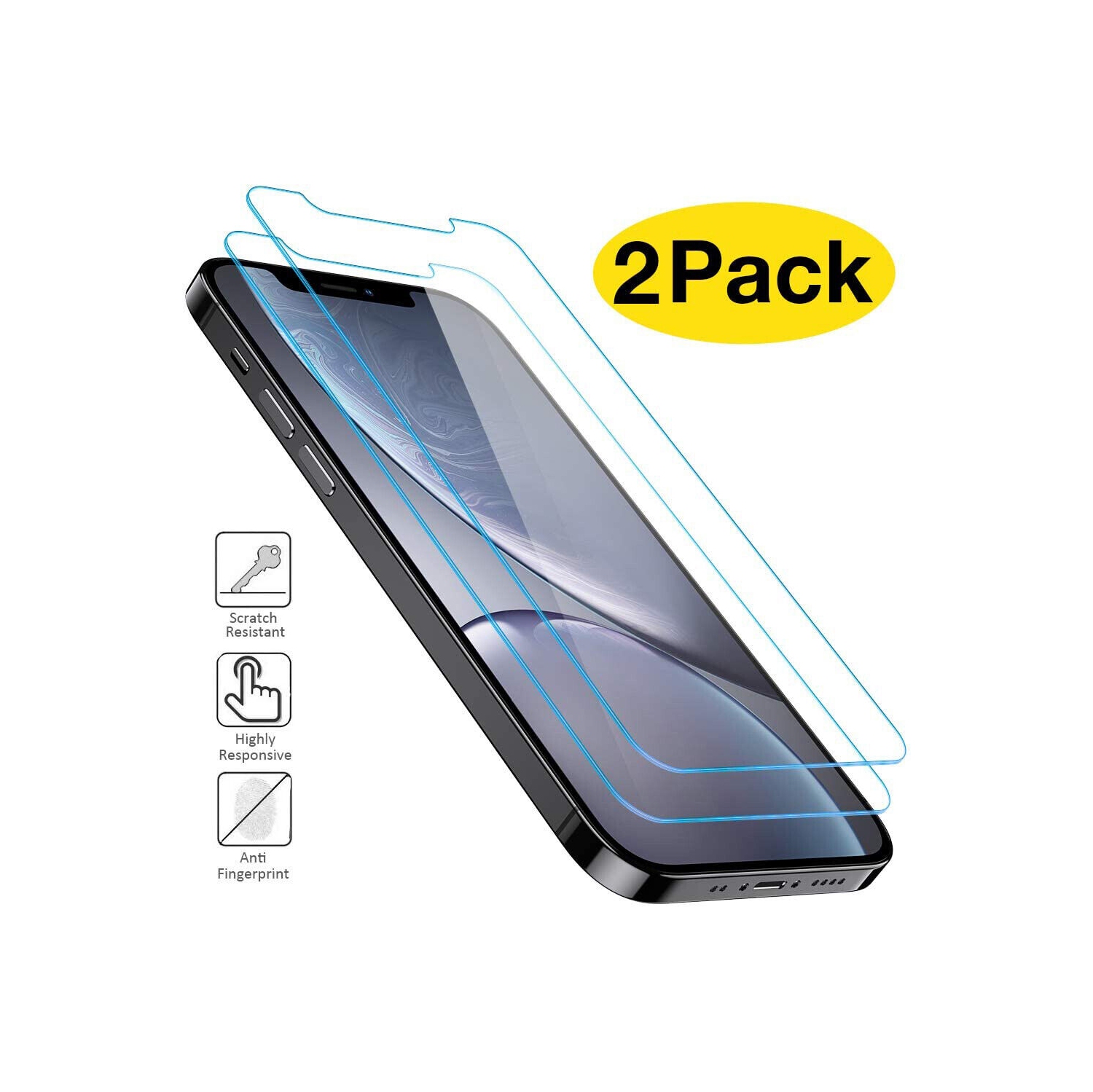 6000mAh Extended Charger Cover w/4x Tempered Glass Protector for iPhone 12 Mini