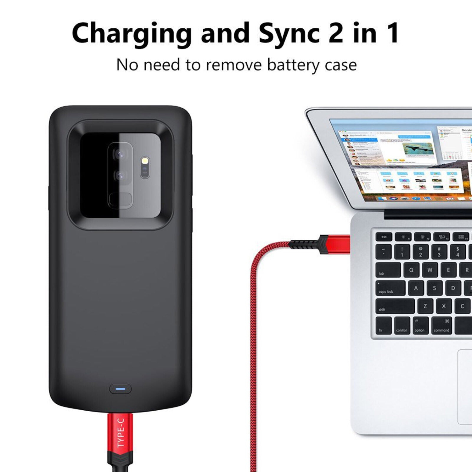 Étui de chargement prolongé mince et rechargeable haute capacité pour Galaxy S9/S9 plus