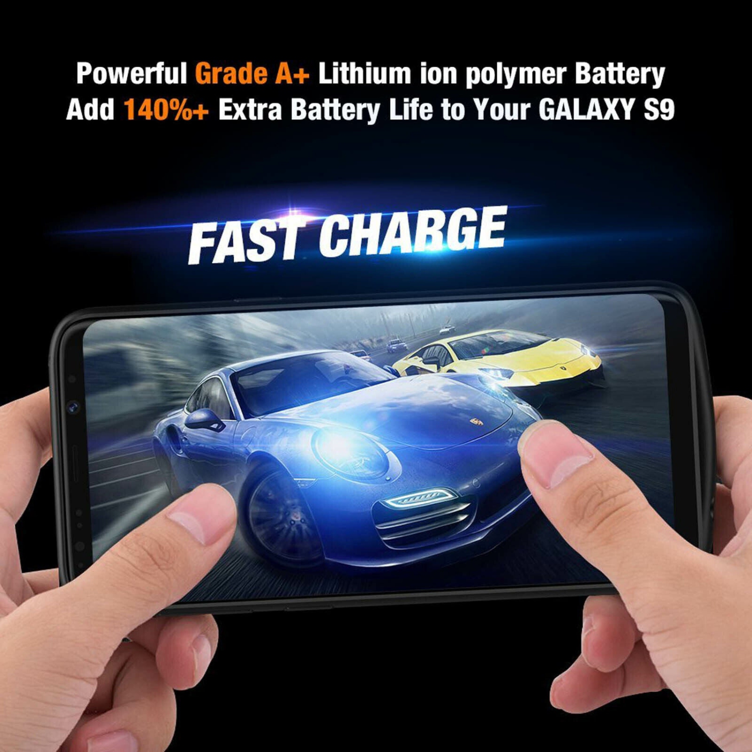 Étui de chargement prolongé mince et rechargeable haute capacité pour Galaxy S9/S9 plus