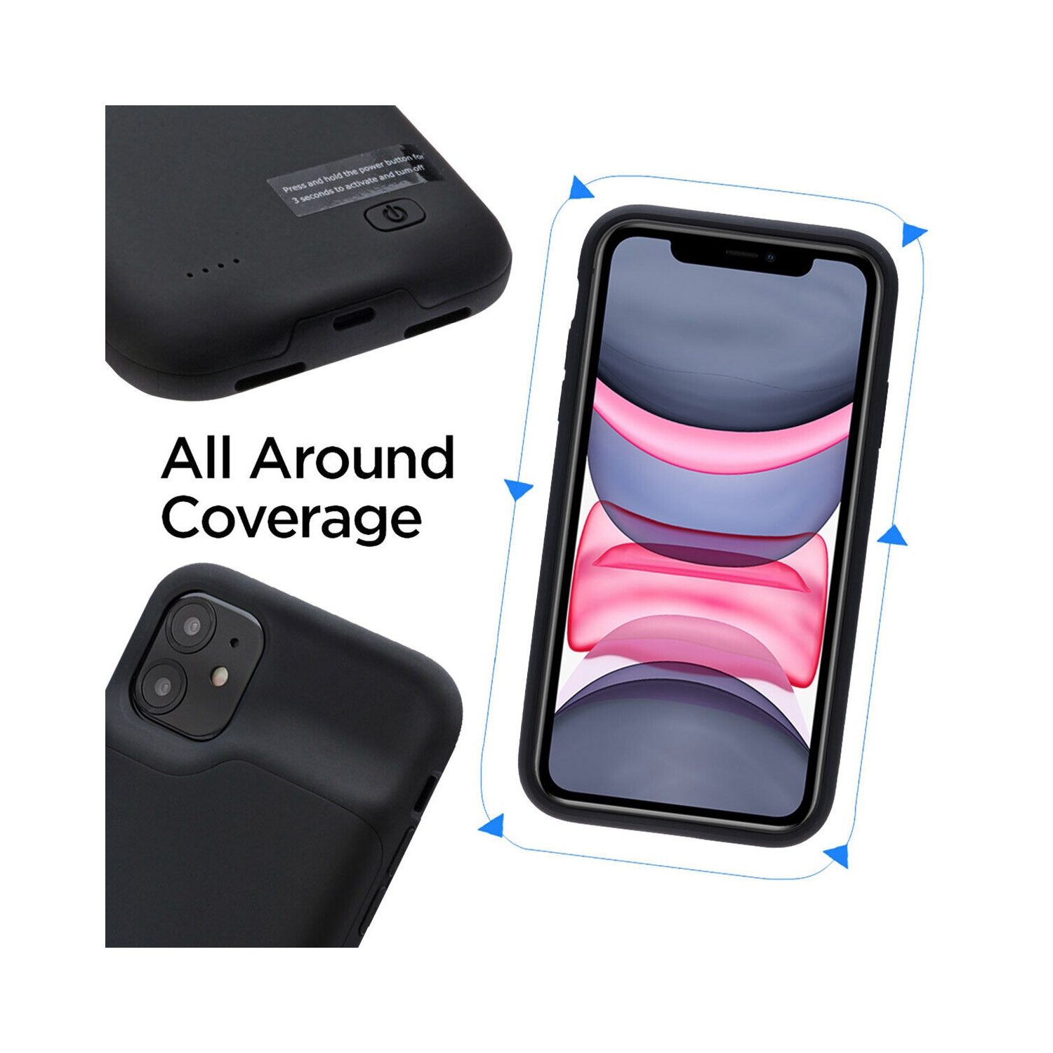 [5200&nbsp;mAh] Étui ultramince avec batterie portative pour iPhone XS/X - Noir