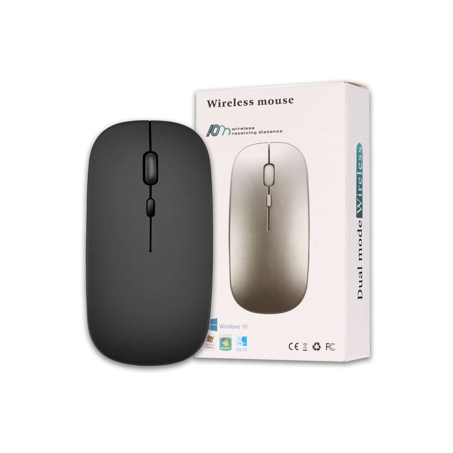 1600DPI Quiet Click Wireless Mouse, Bluetooth 5.0 / 2.4 GHz w/ USB Mini-Receiver