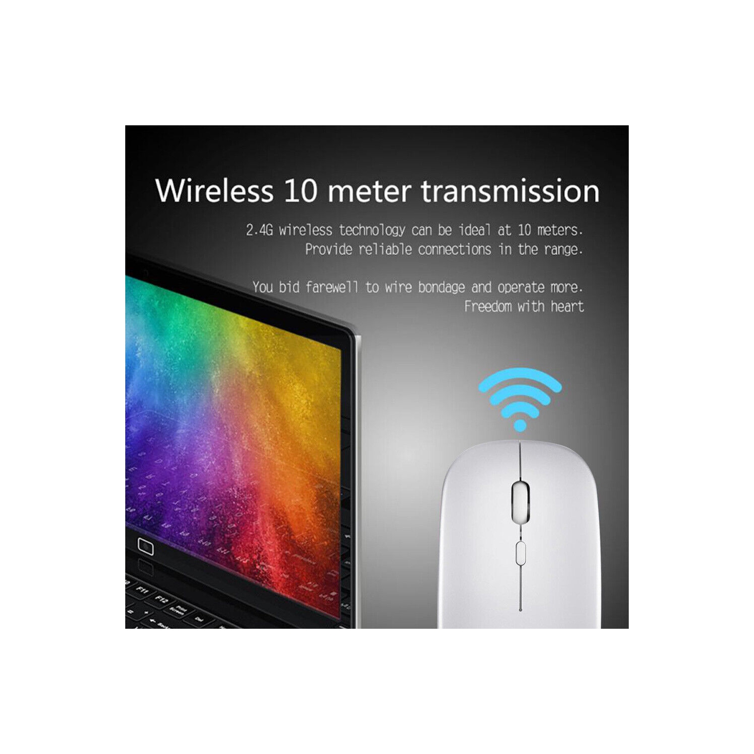 1600DPI Quiet Click Wireless Mouse, Bluetooth 5.0 / 2.4 GHz w/ USB Mini-Receiver