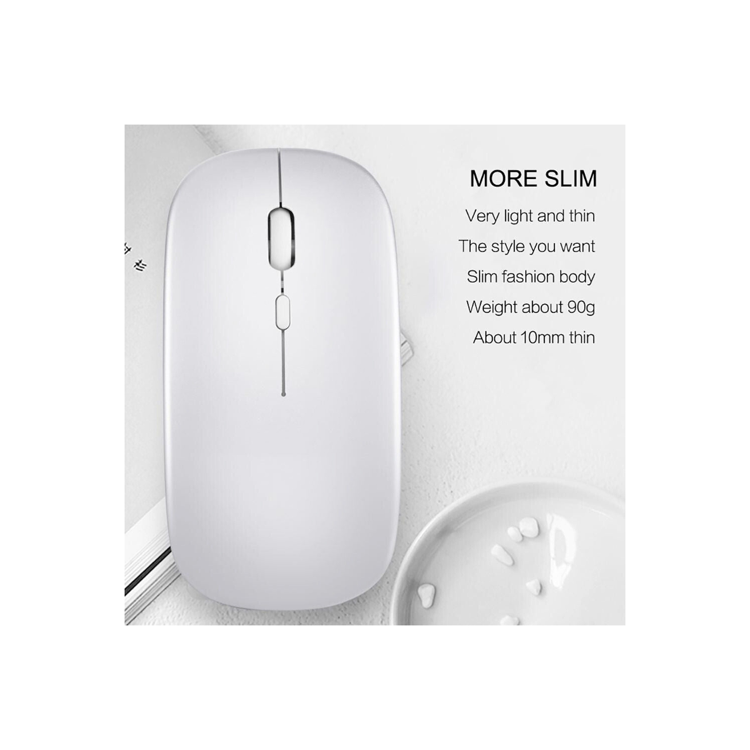 1600DPI Quiet Click Wireless Mouse, Bluetooth 5.0 / 2.4 GHz w/ USB Mini-Receiver