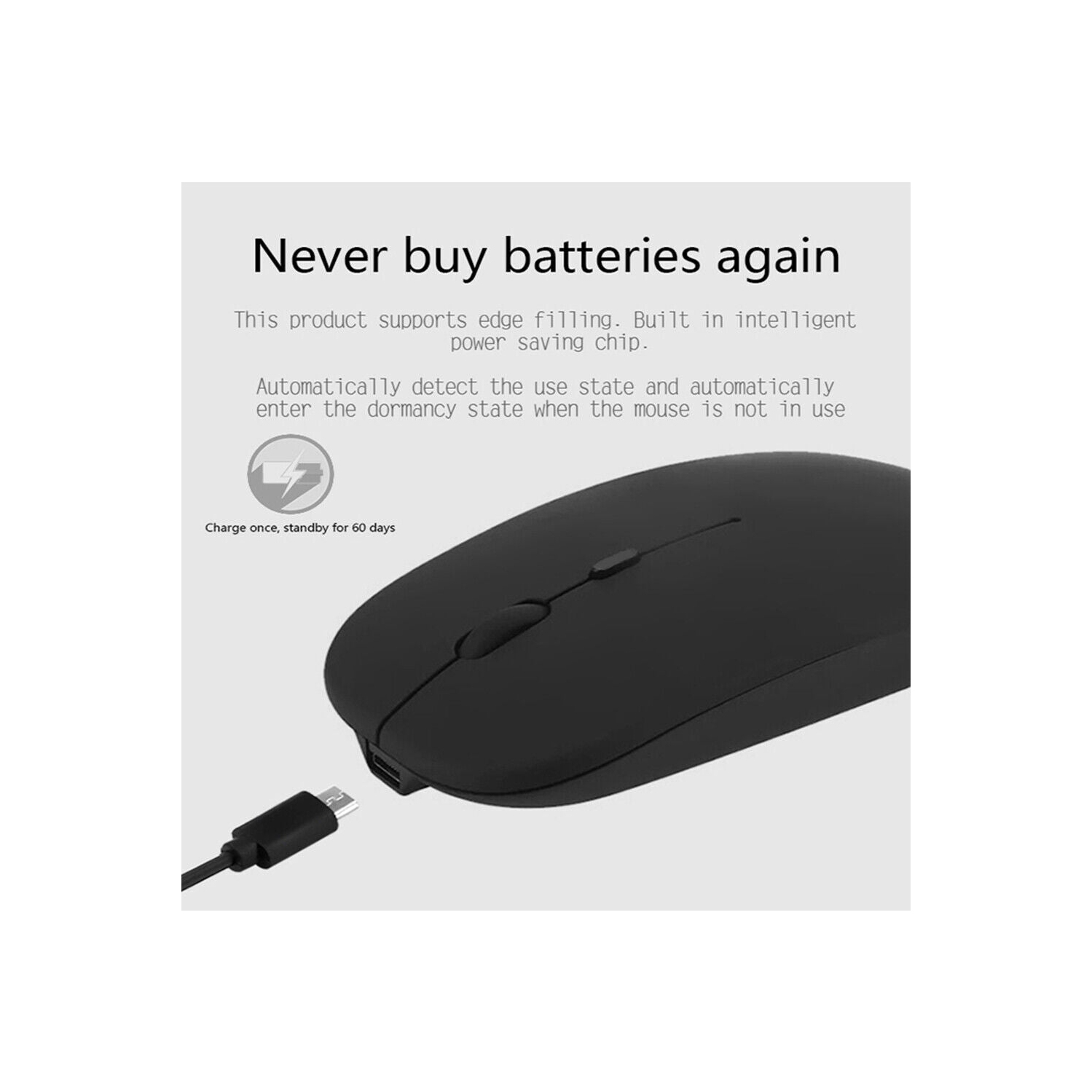 1600DPI Quiet Click Wireless Mouse, Bluetooth 5.0 / 2.4 GHz w/ USB Mini-Receiver